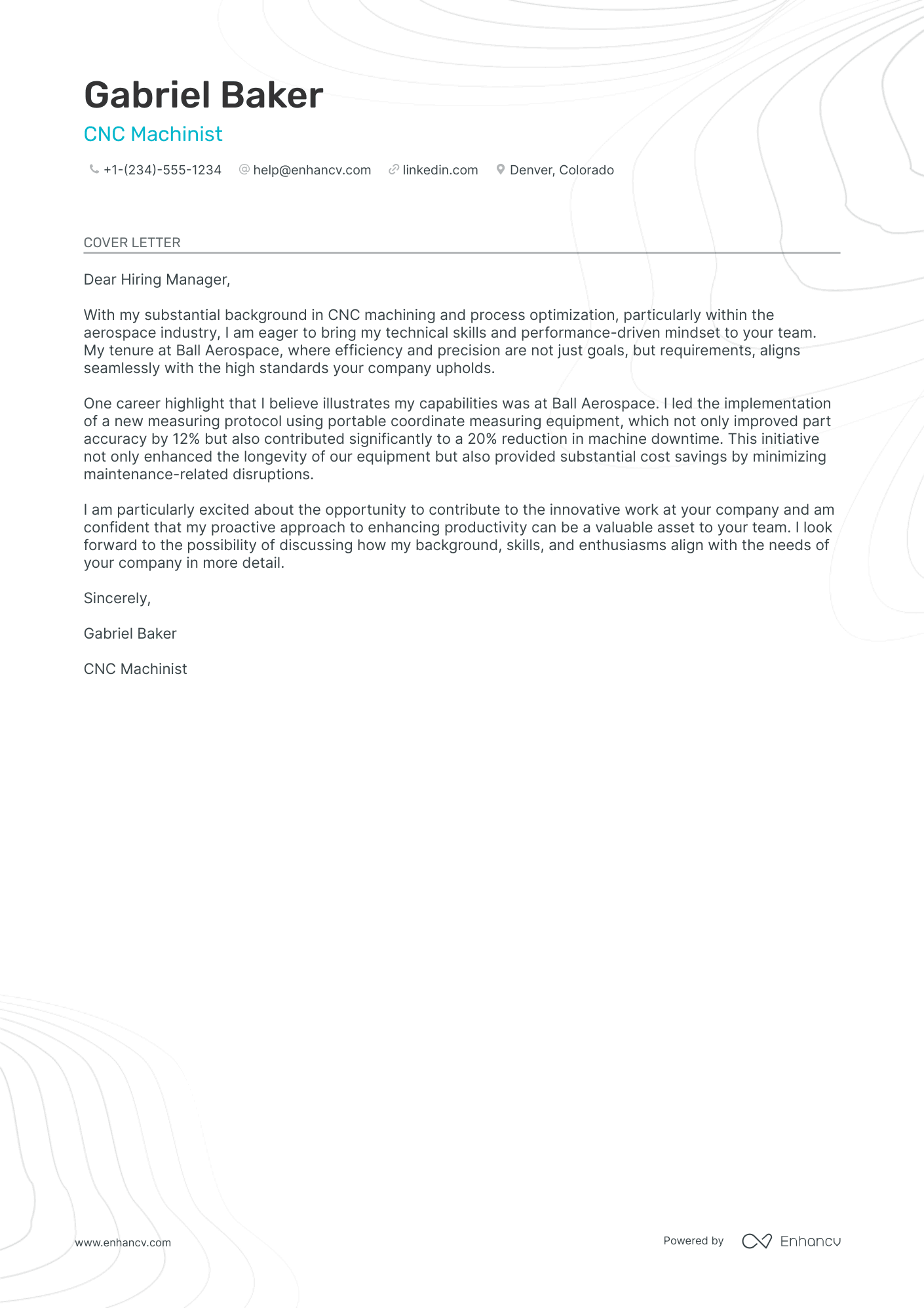 CNC Machinist Resume Example