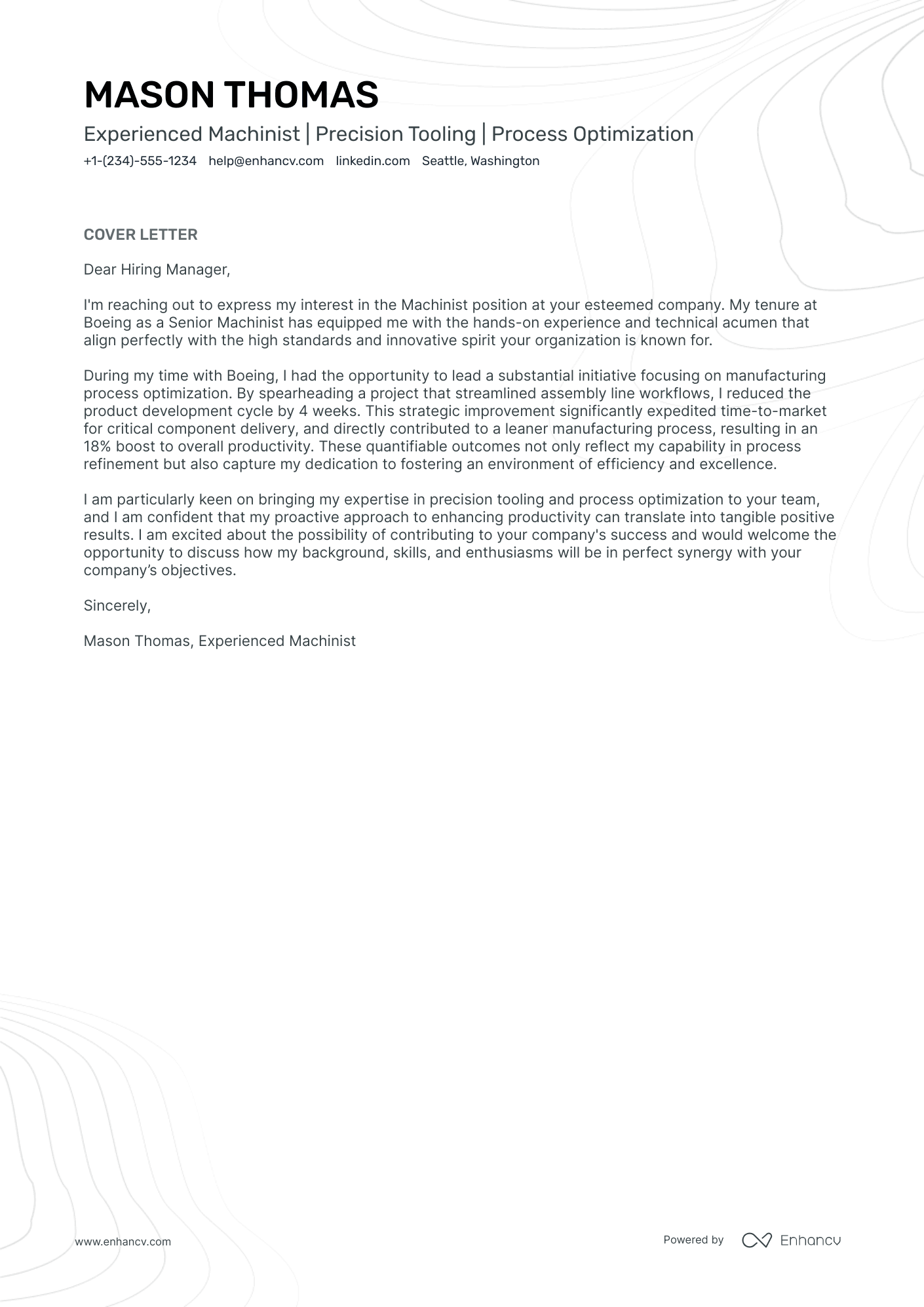 Machinist Resume Example