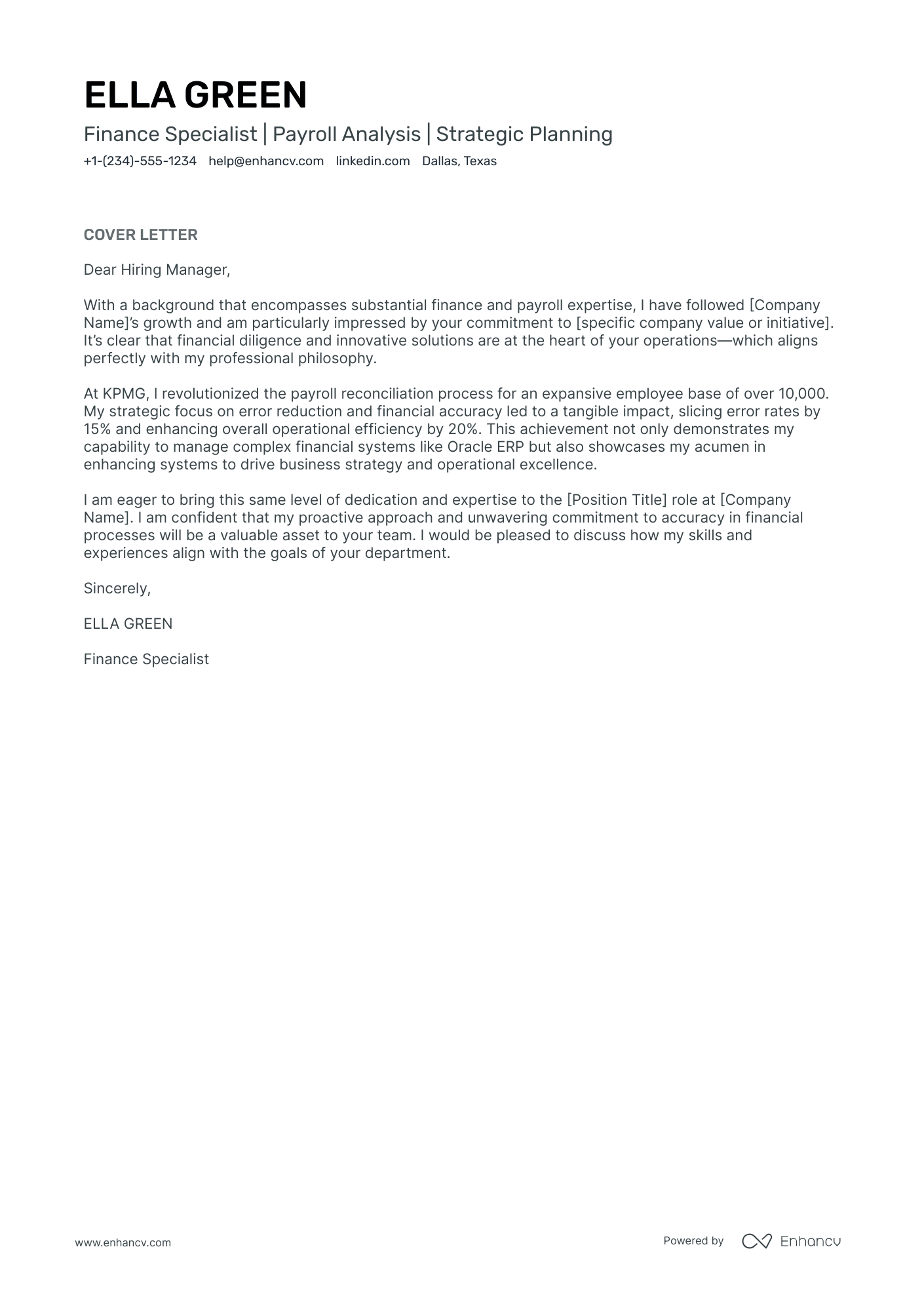 Financial Management Specialist Resume Example