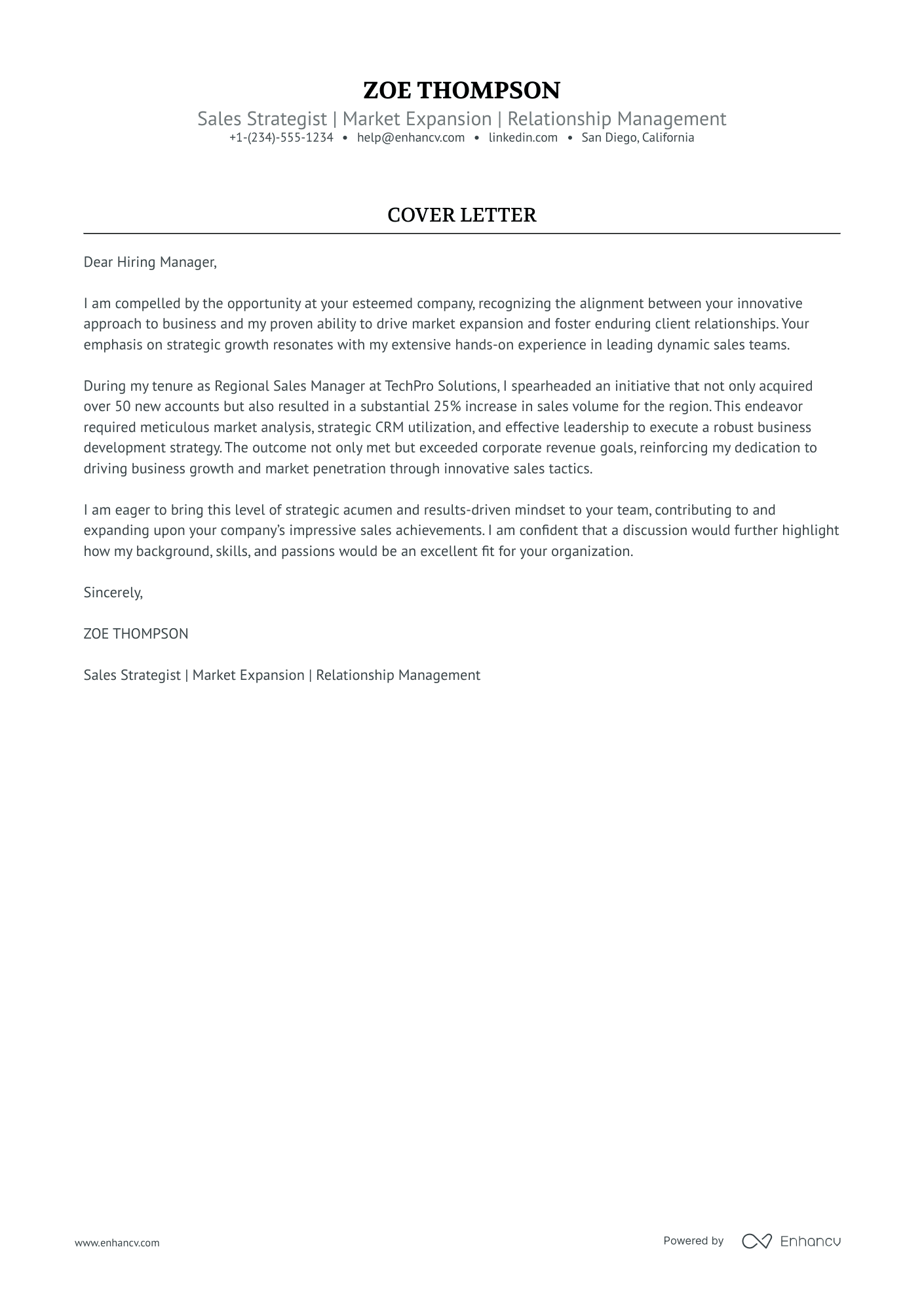 Area Sales Manager Resume Example