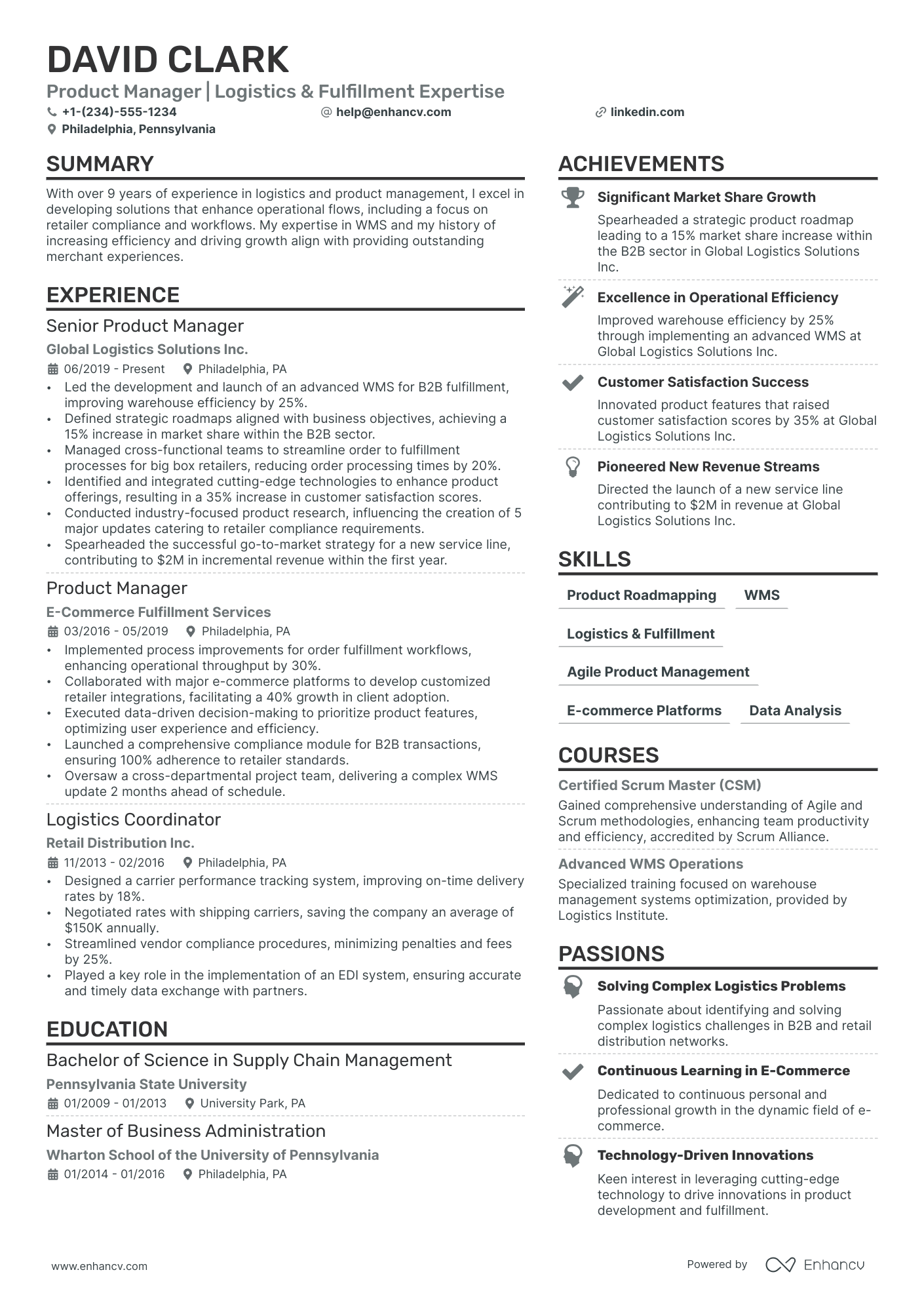 B2B Product Manager Resume Example