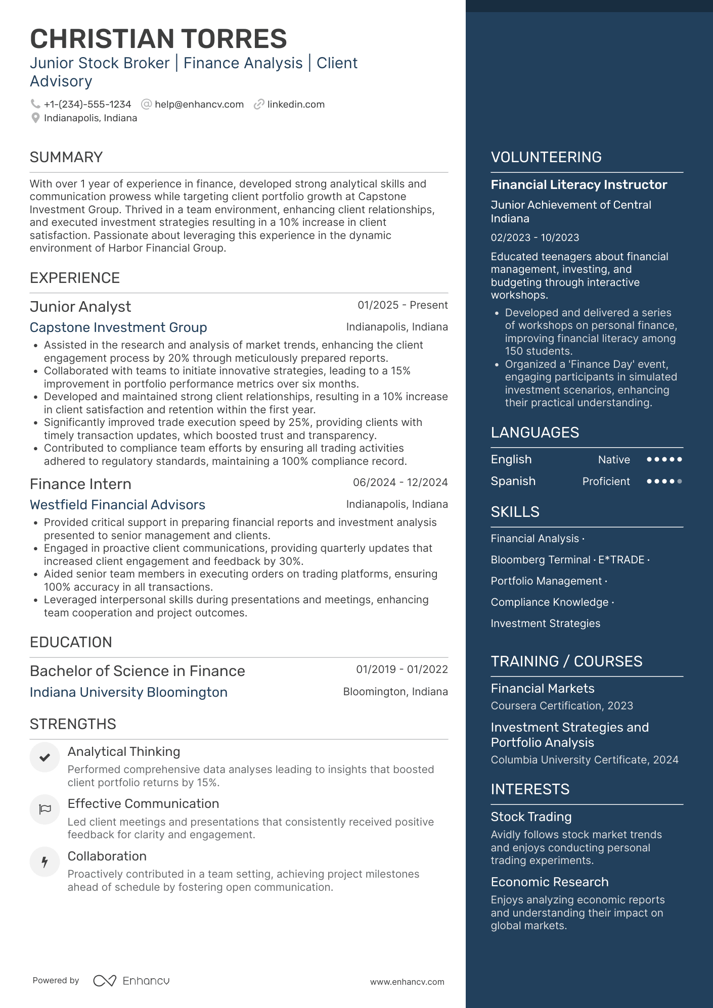 Junior Stock Broker Resume Example