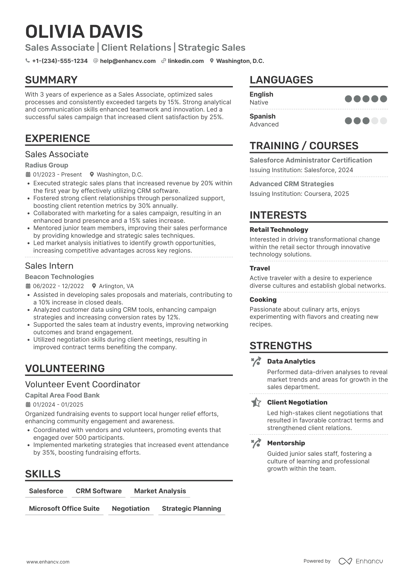 Senior Sales Associate Resume Example