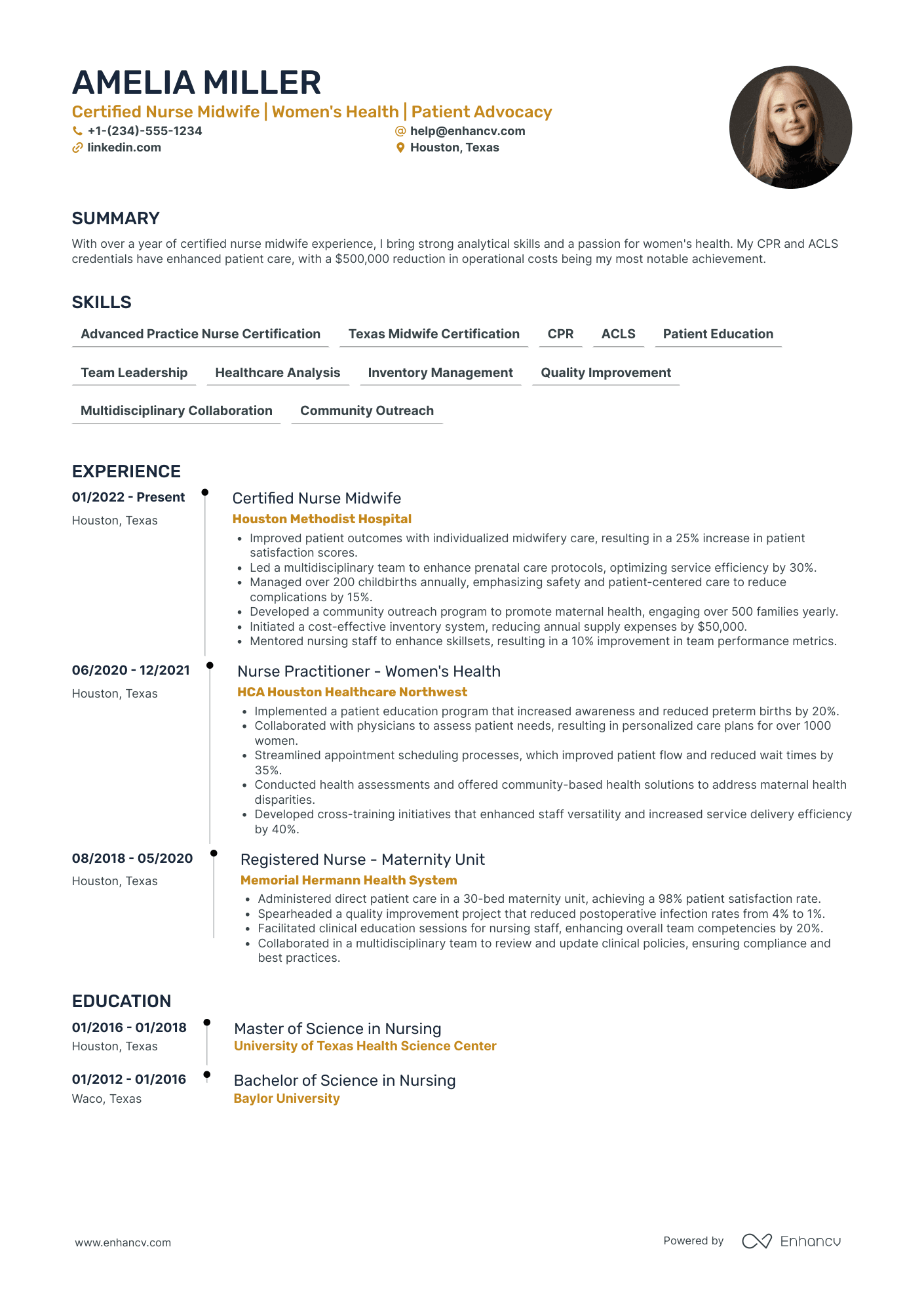 Nurse Midwife Resume Example