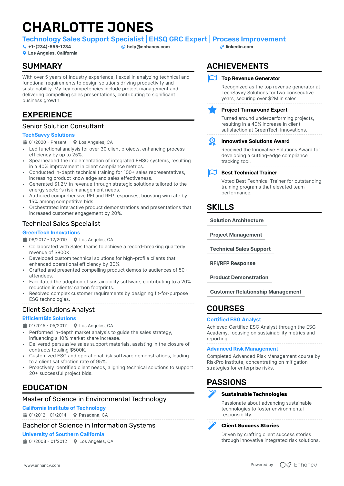 Sales Support Specialist Resume Example