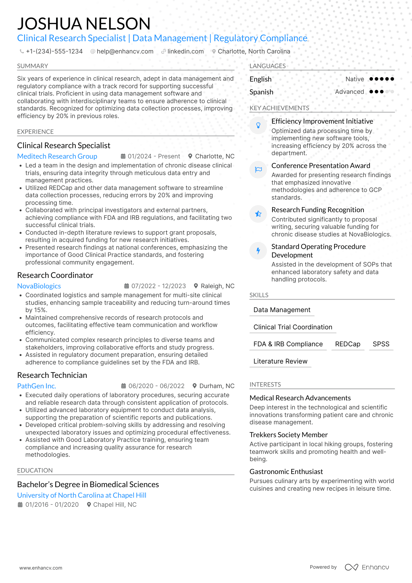 Medical Research Assistant Resume Example