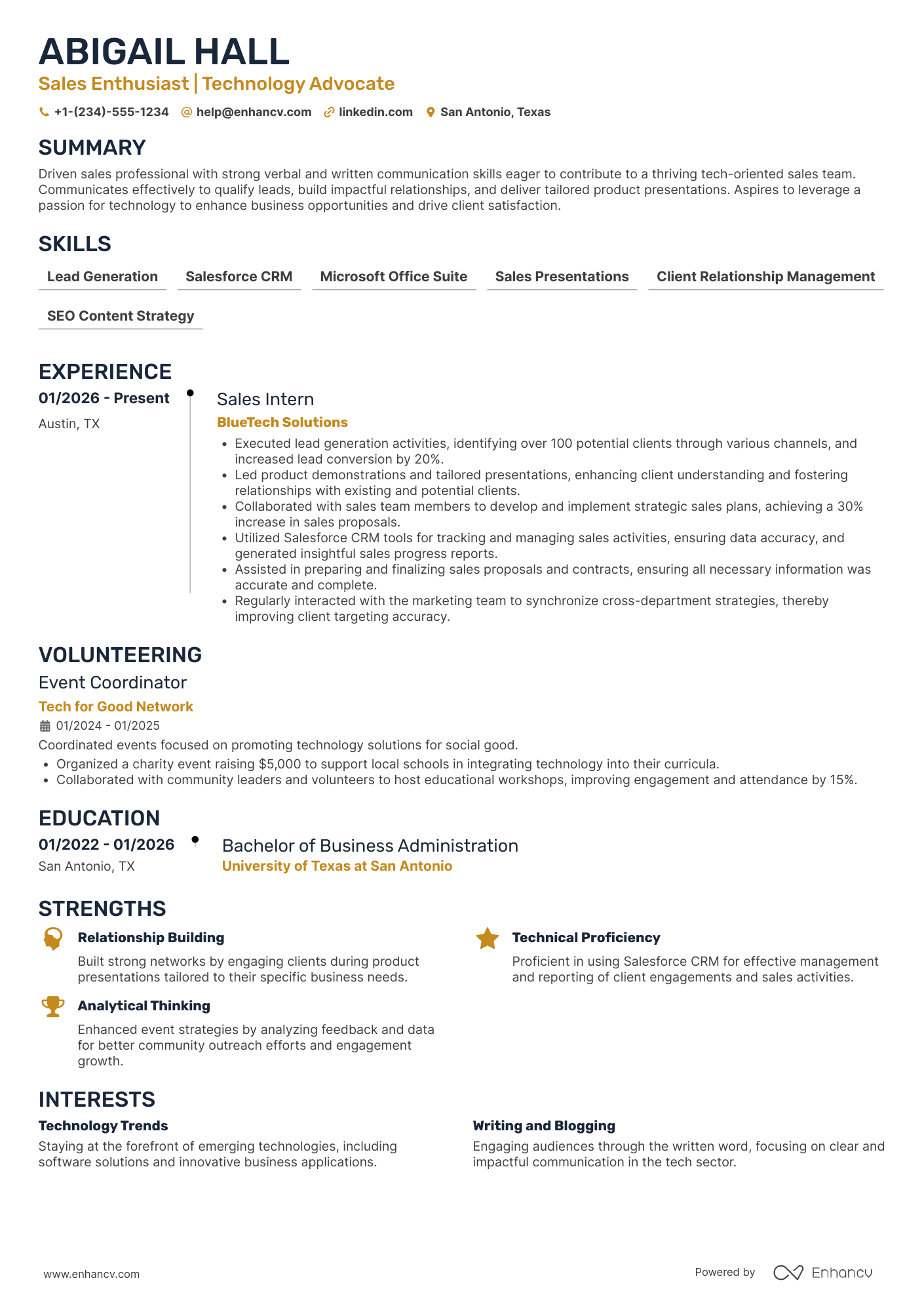 Entry Level Sales Person Resume Example