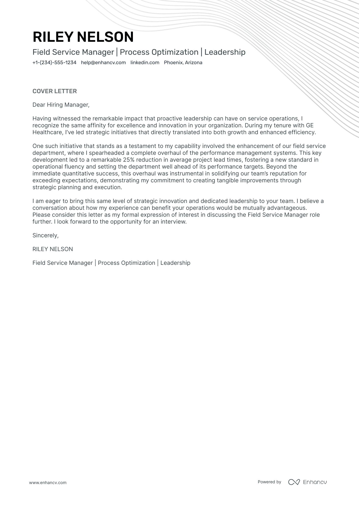 Field Service Manager Resume Example
