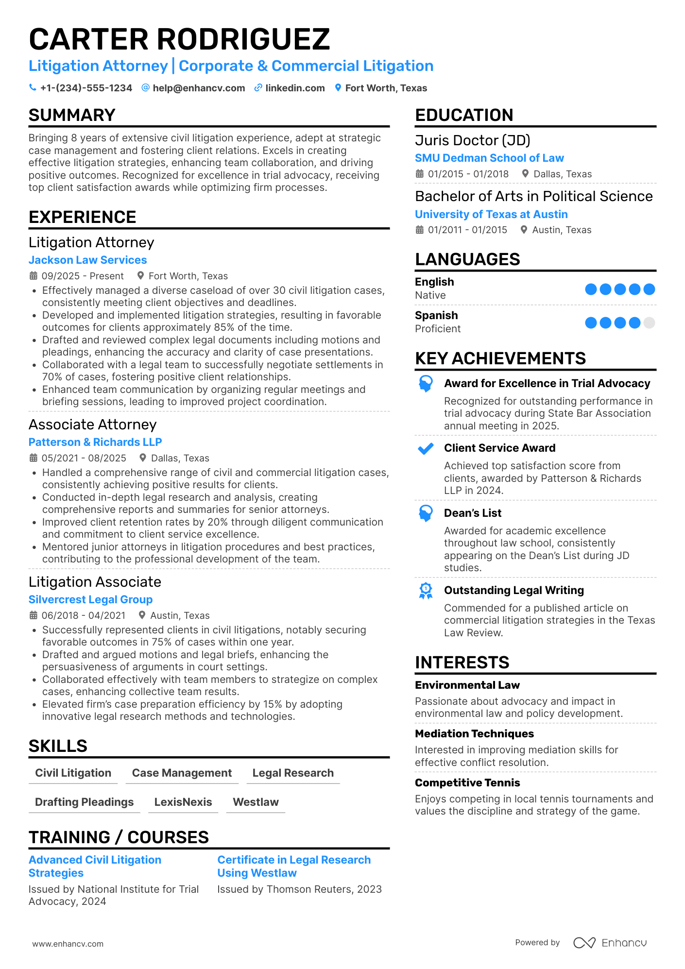 Litigation Attorney Resume Example