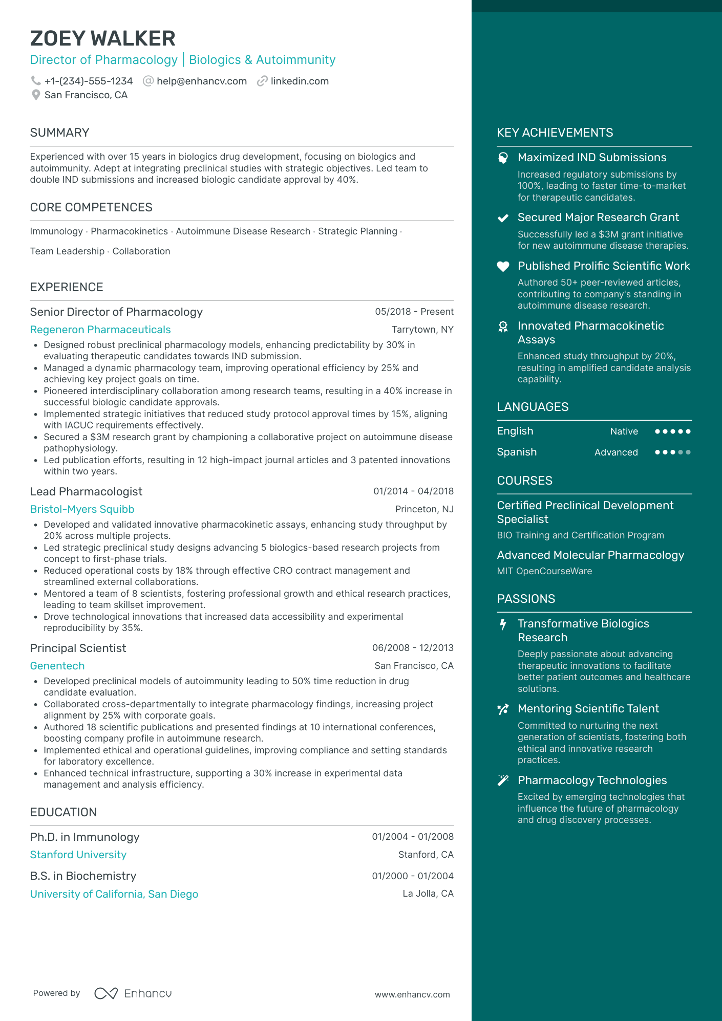 Chief Science Officer for Pharmaceutical Research Resume Example