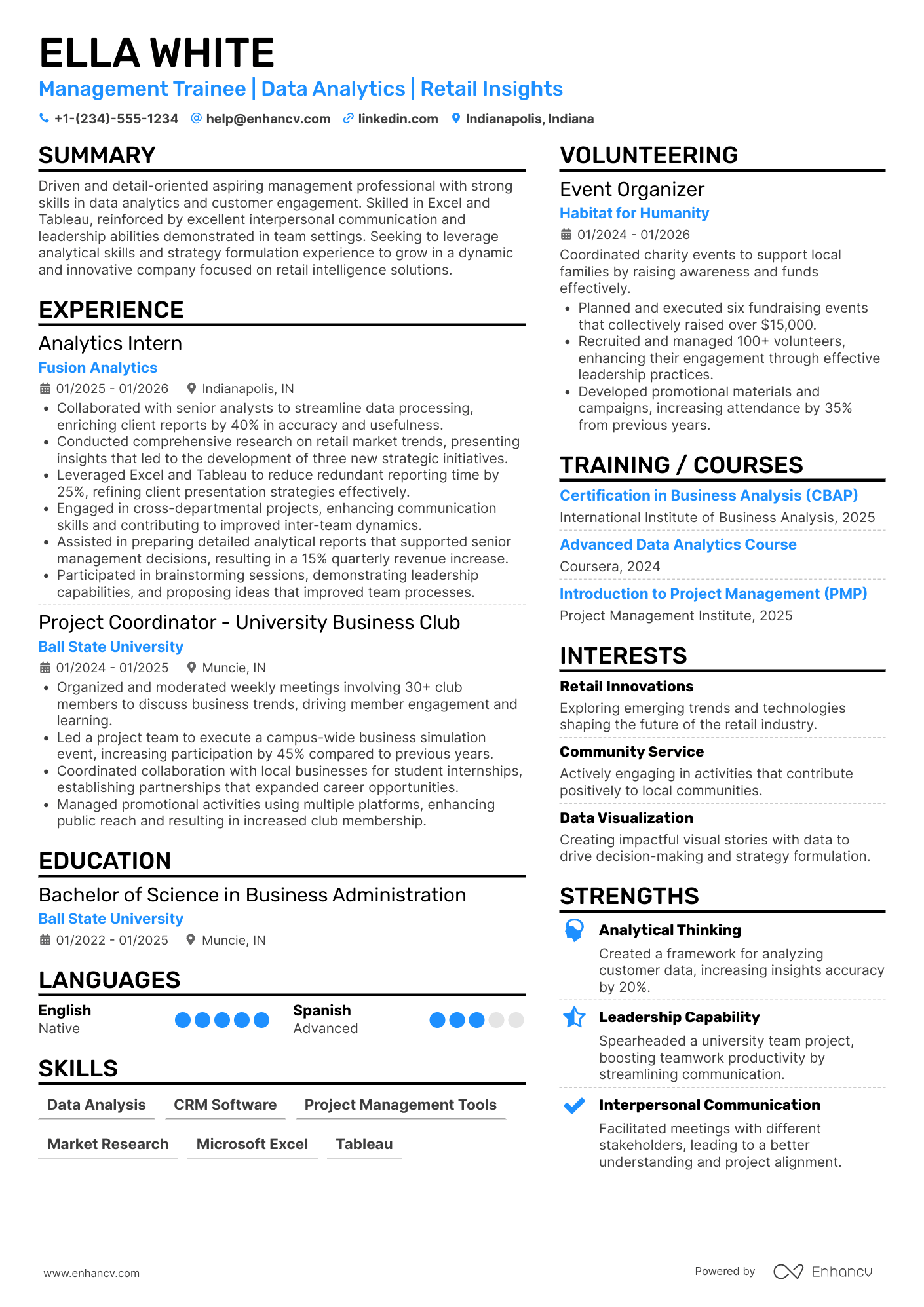 Management Trainee Resume Example