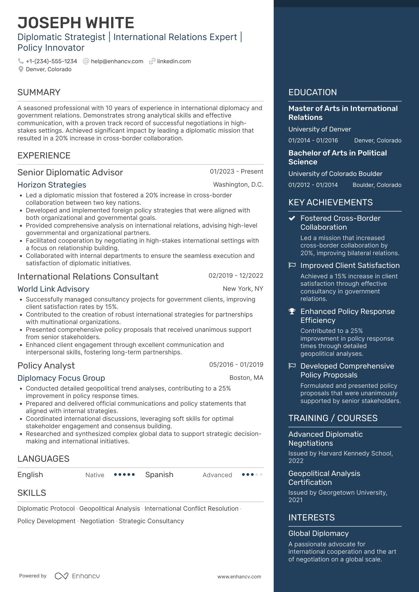 Secretary of State Resume Example