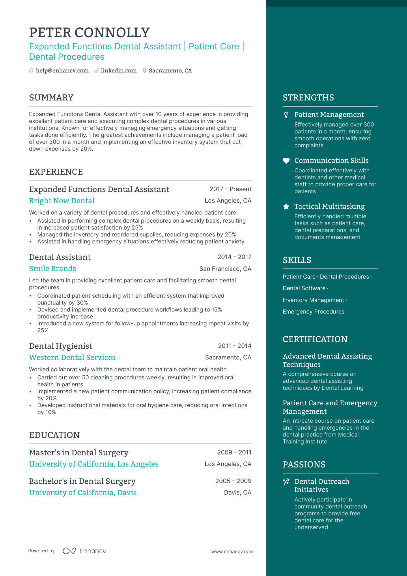 Expanded Functions Dental Assistant Resume Example