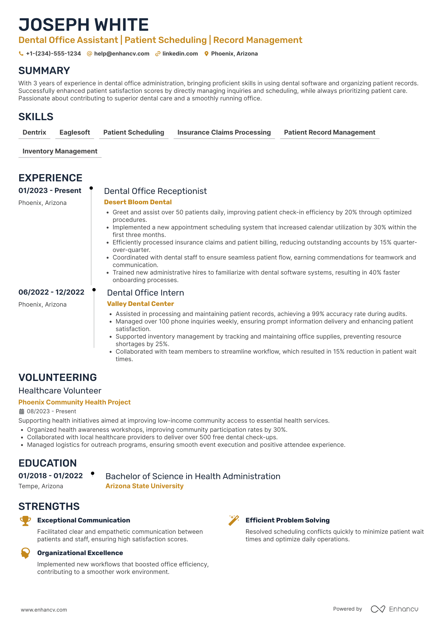 Dental Office Assistant Resume Example