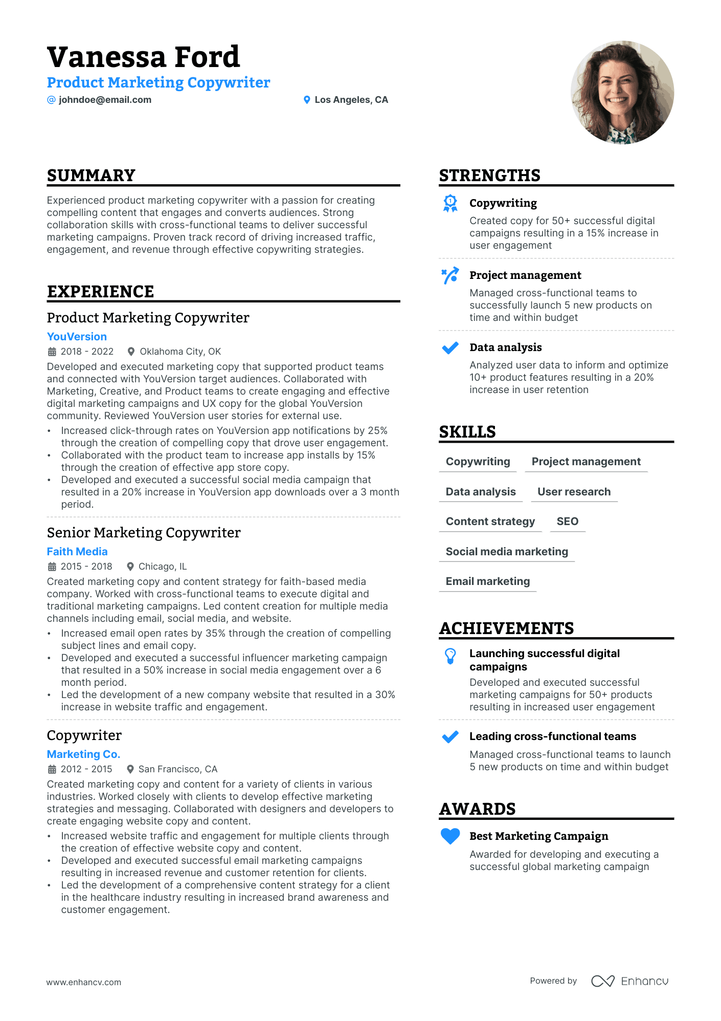 Product Marketing Manager Resume Example