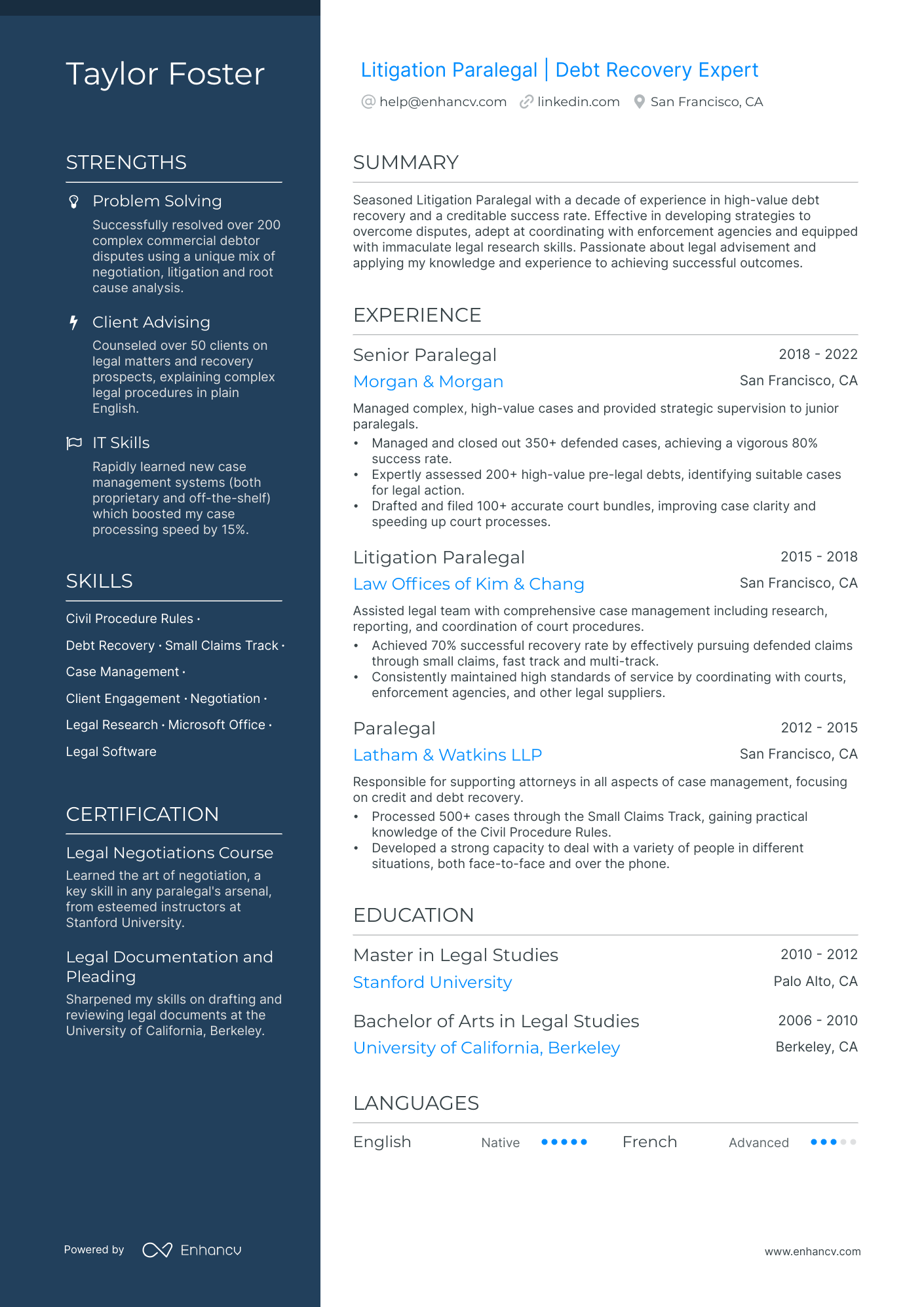 Litigation Paralegal Resume Example
