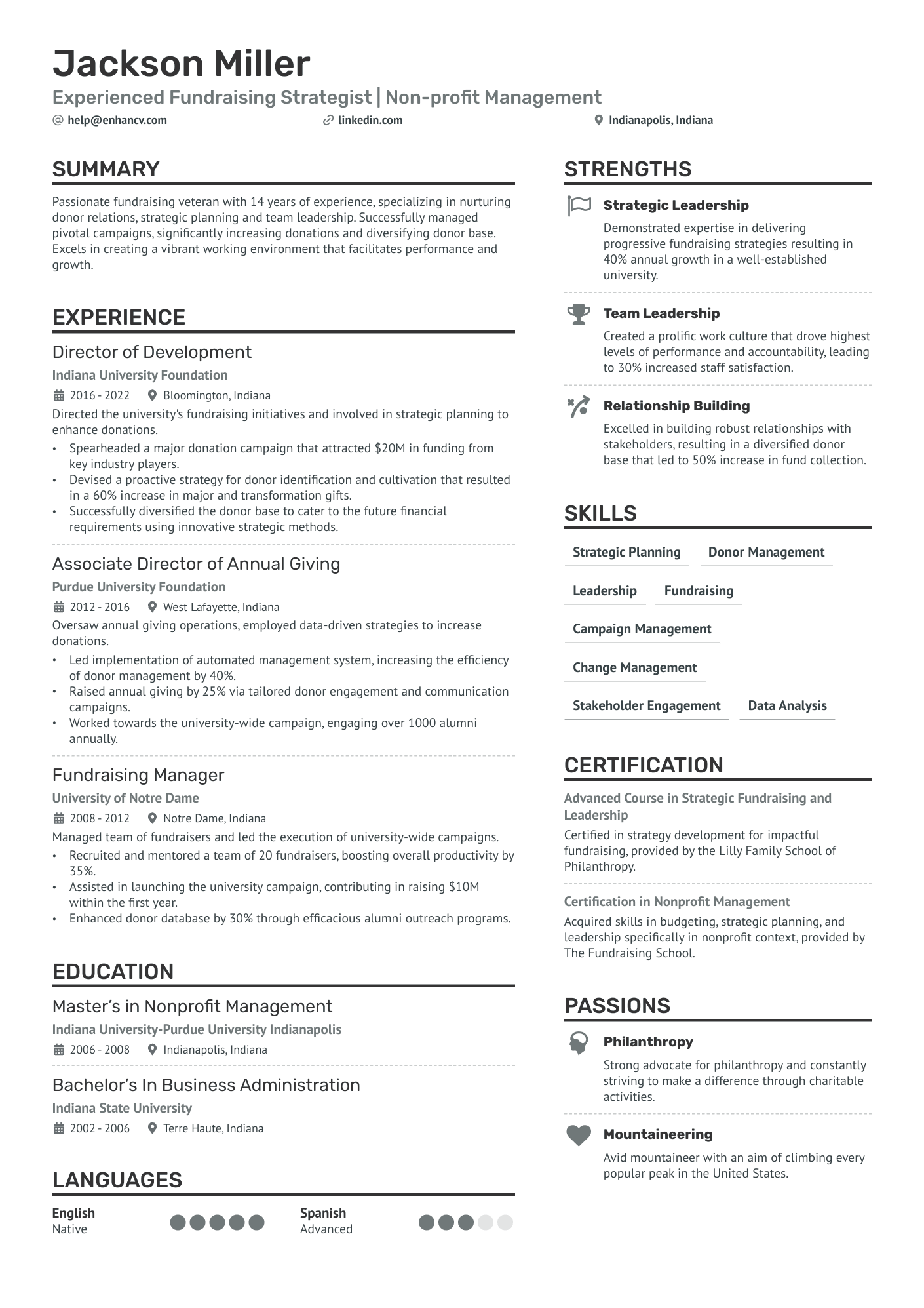 Non Profit CEO Resume Example