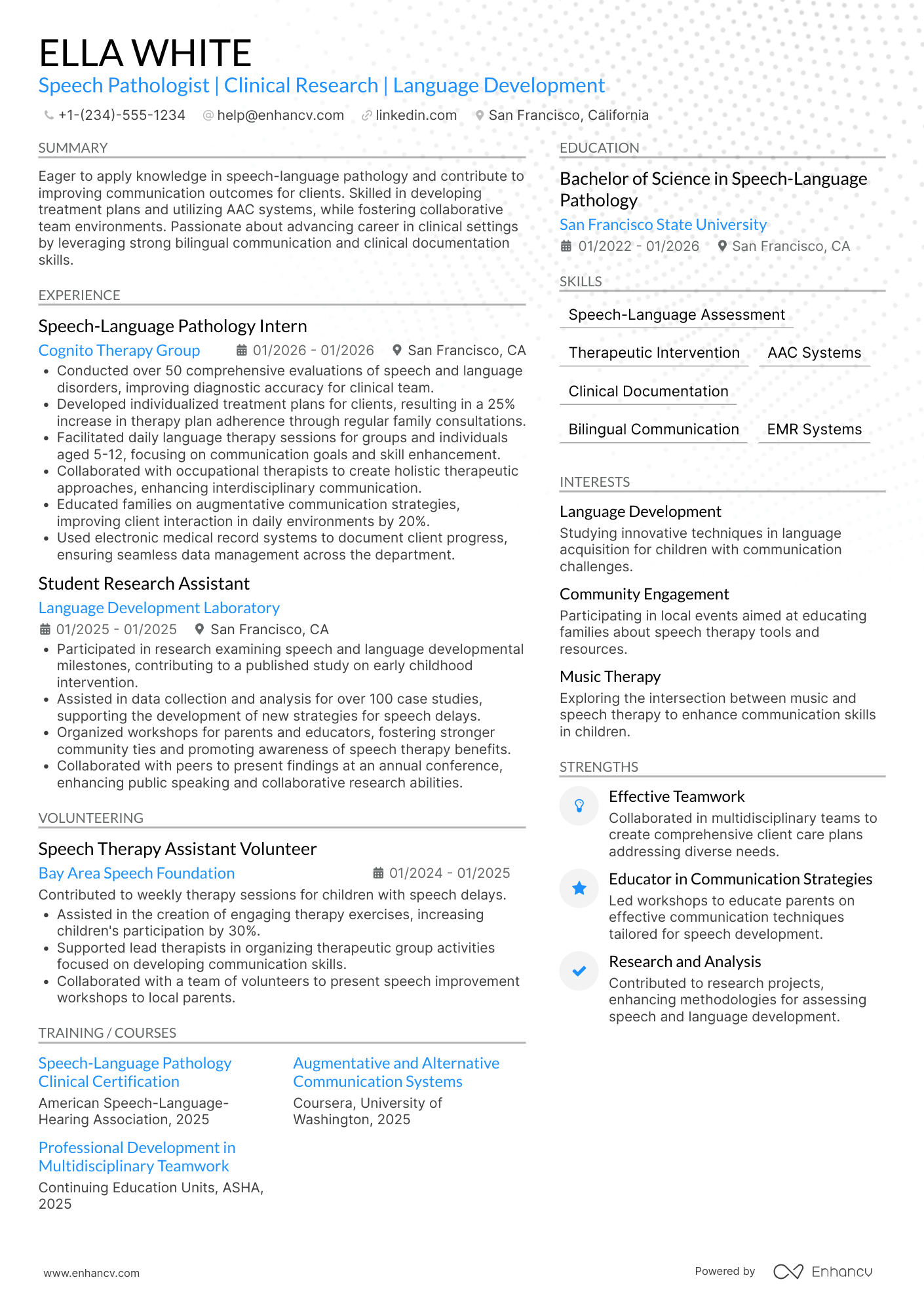 Entry Level Speech Pathologist Resume Example