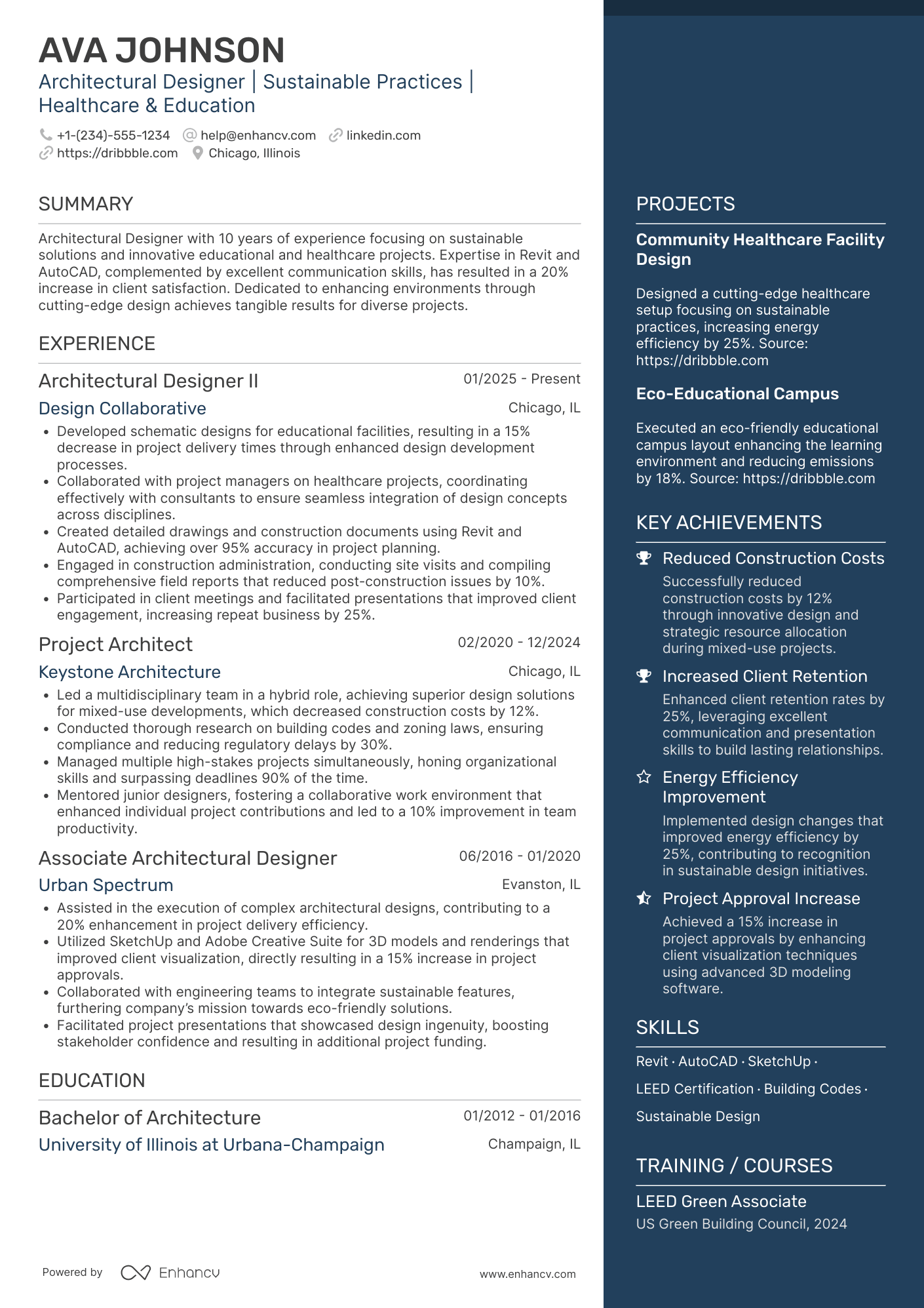 Architectural Designer II Resume Example