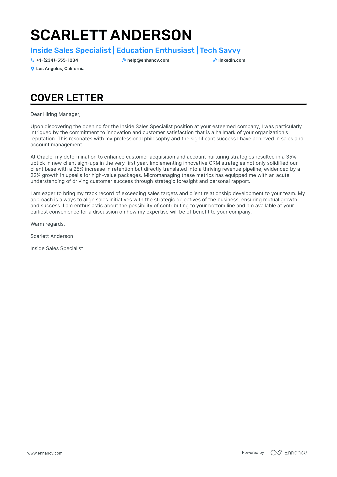 Sales Specialist Resume Example