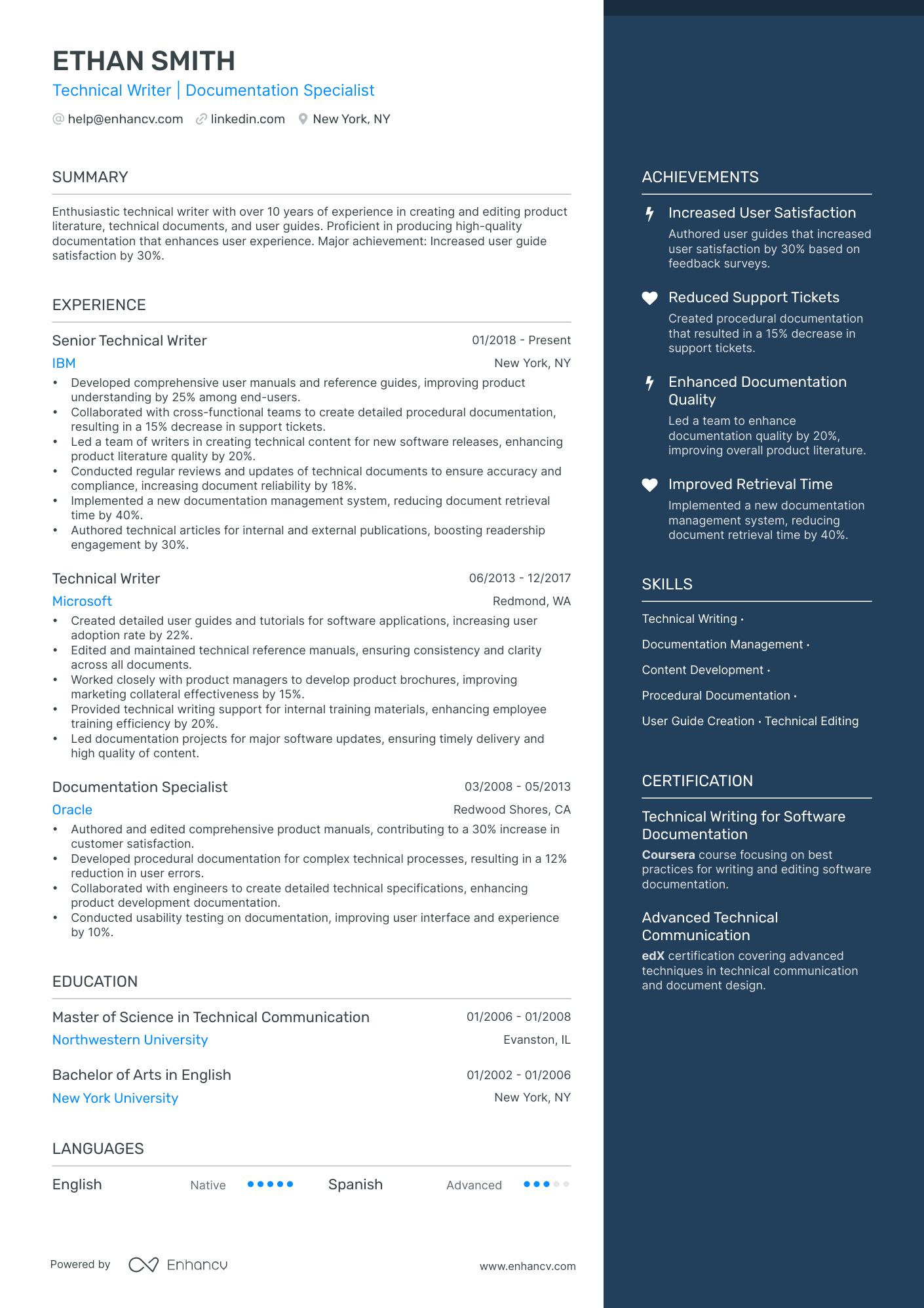 Technical Writer Resume Example