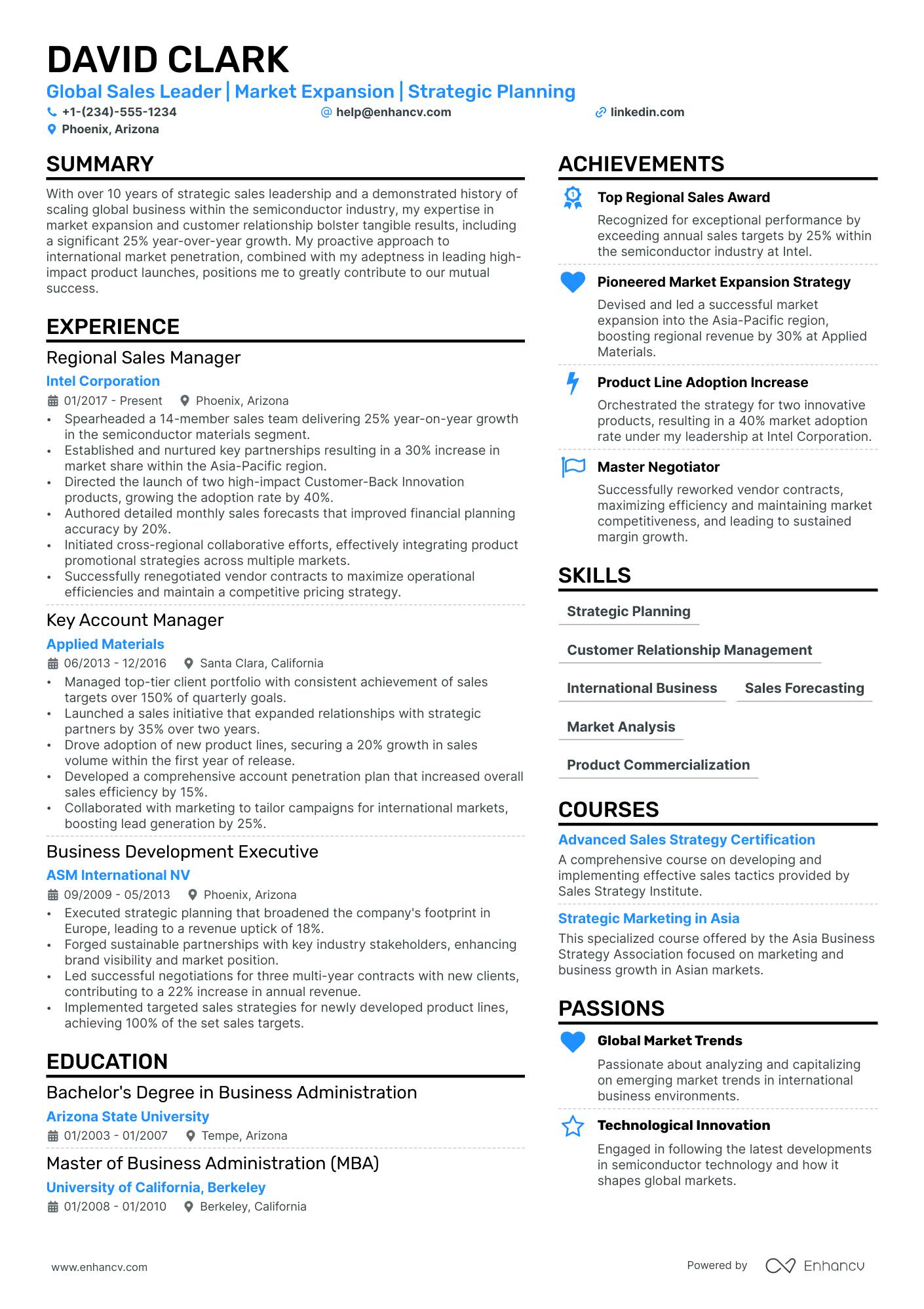 International Sales Manager Resume Example