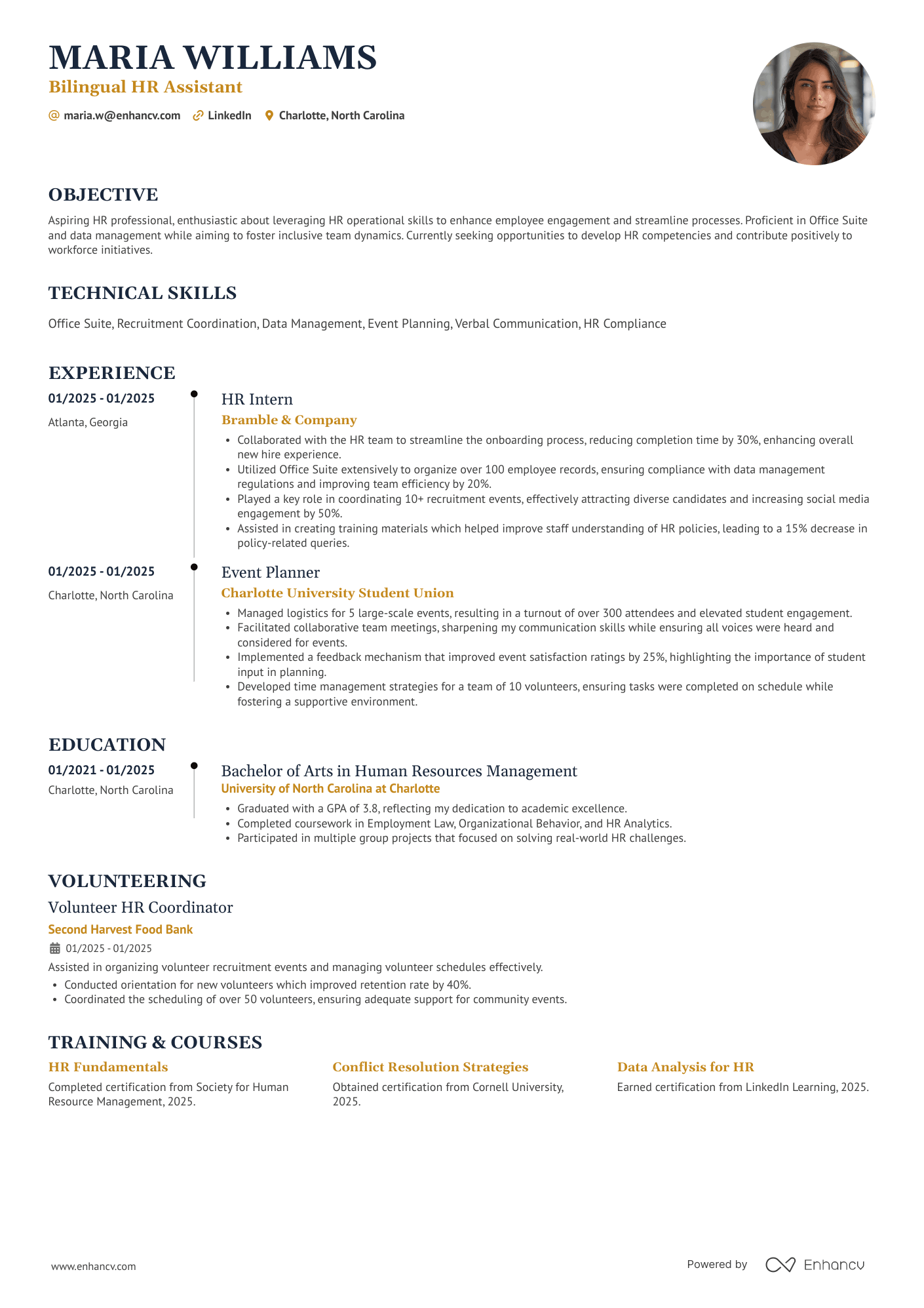 Entry Level HR Assistant Resume Example