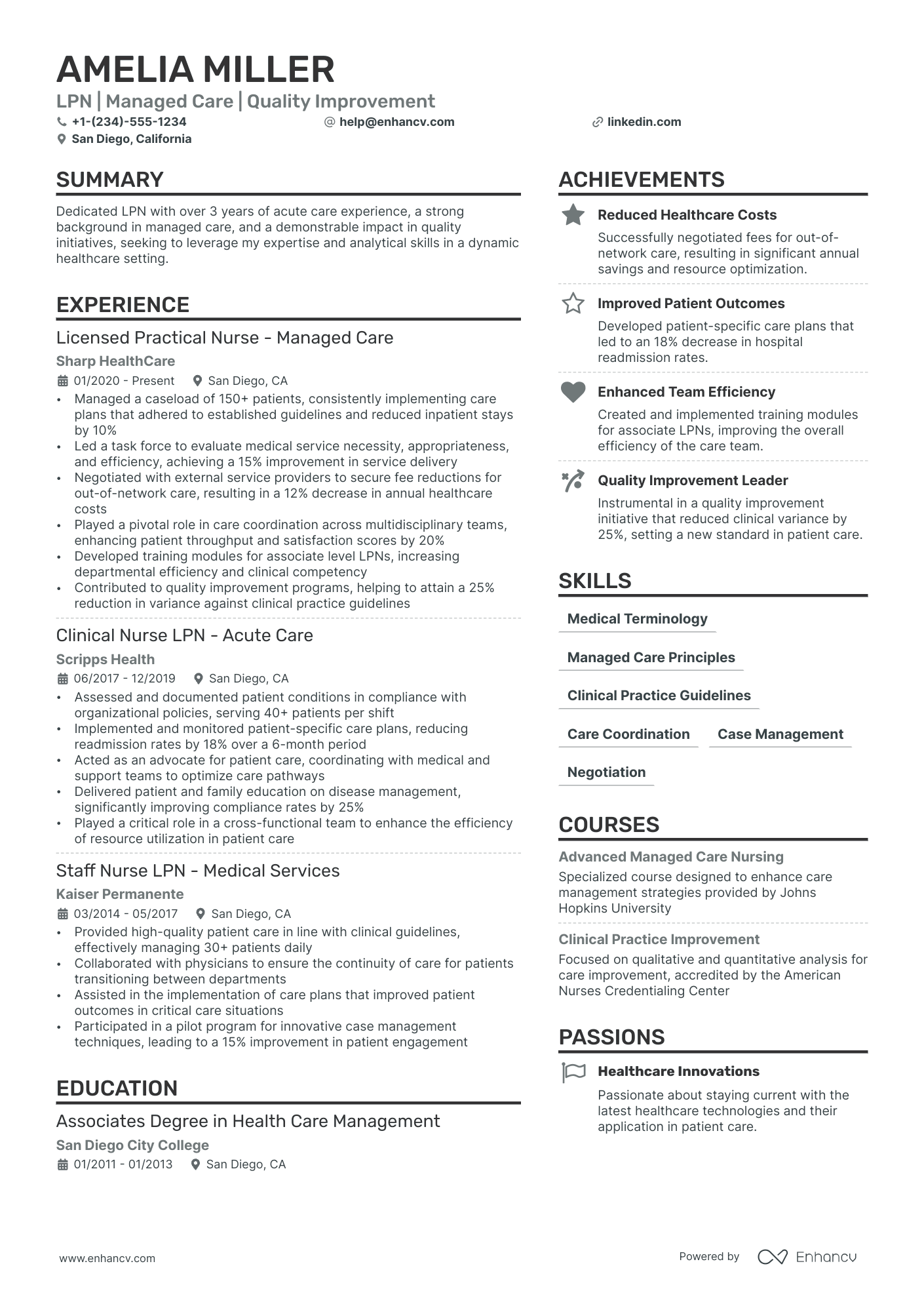 Licensed Practical Nurse (LPN) Resume Example
