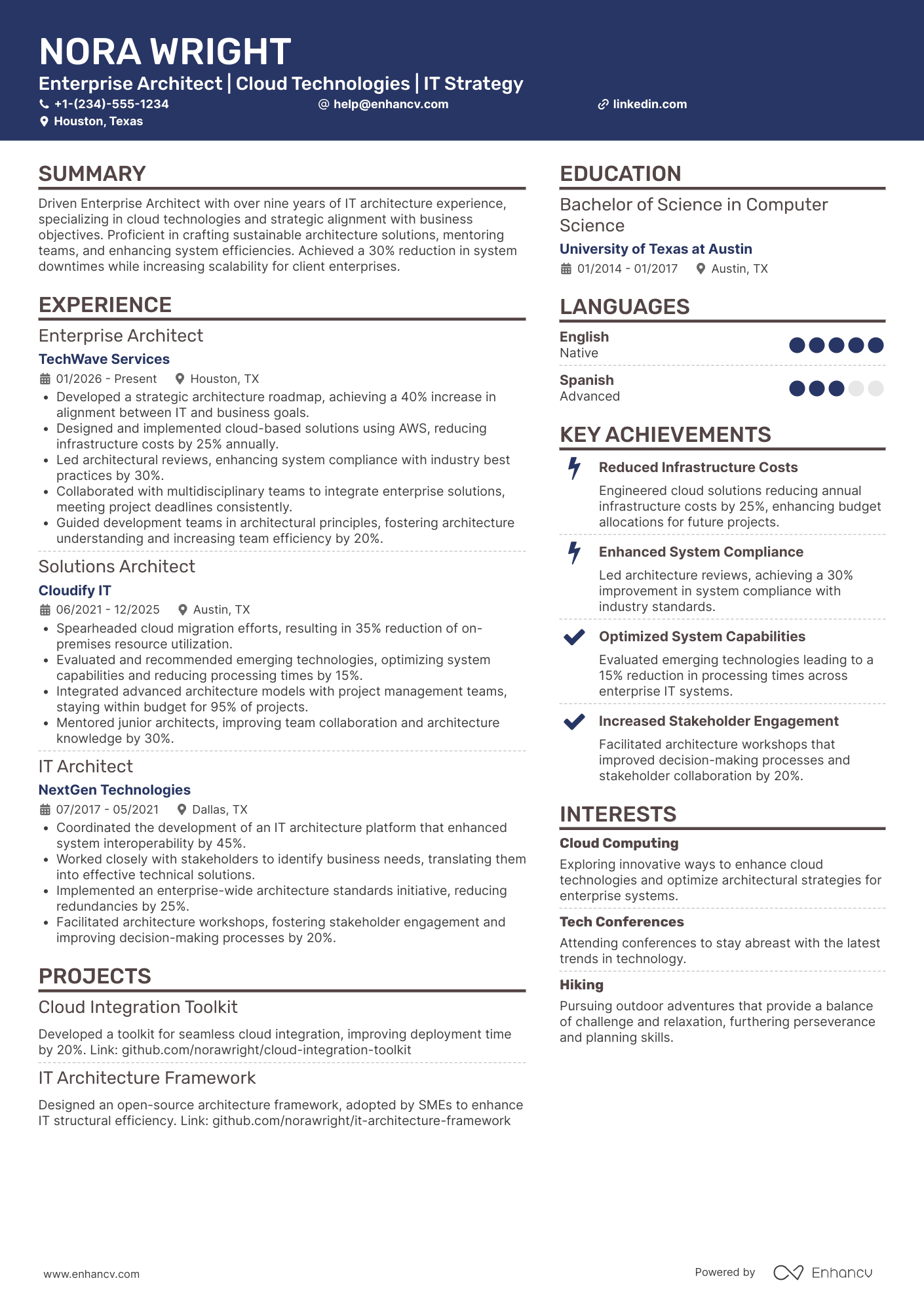 Enterprise Architect Resume Example