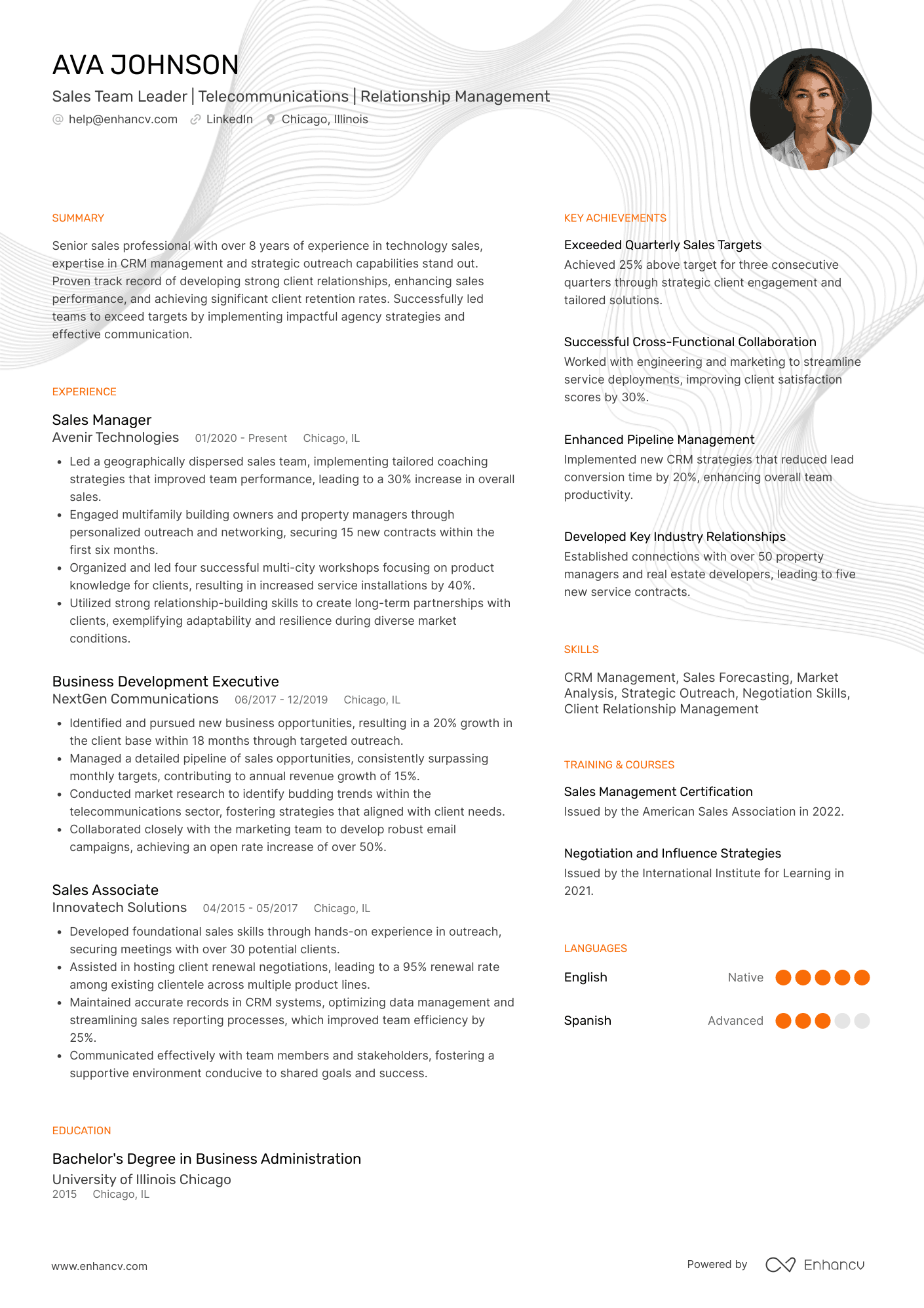 Sales Team Leader Resume Example