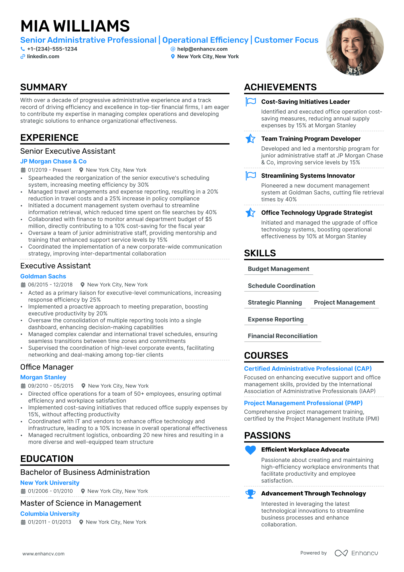 Administrative General Manager Resume Example