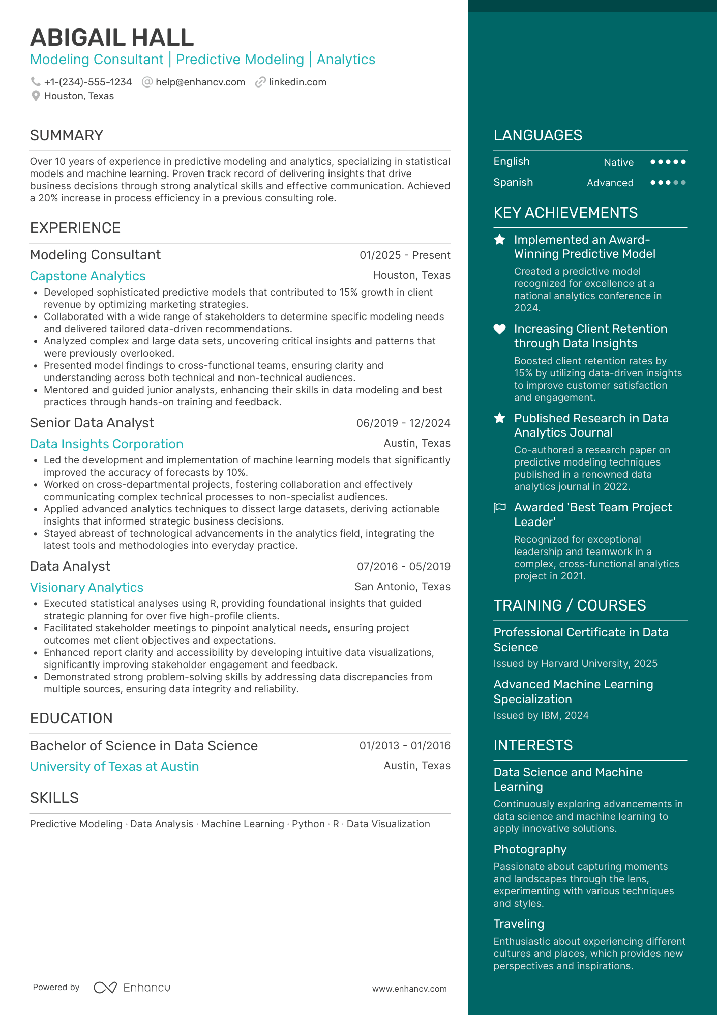 Modeling Consultant Resume Example