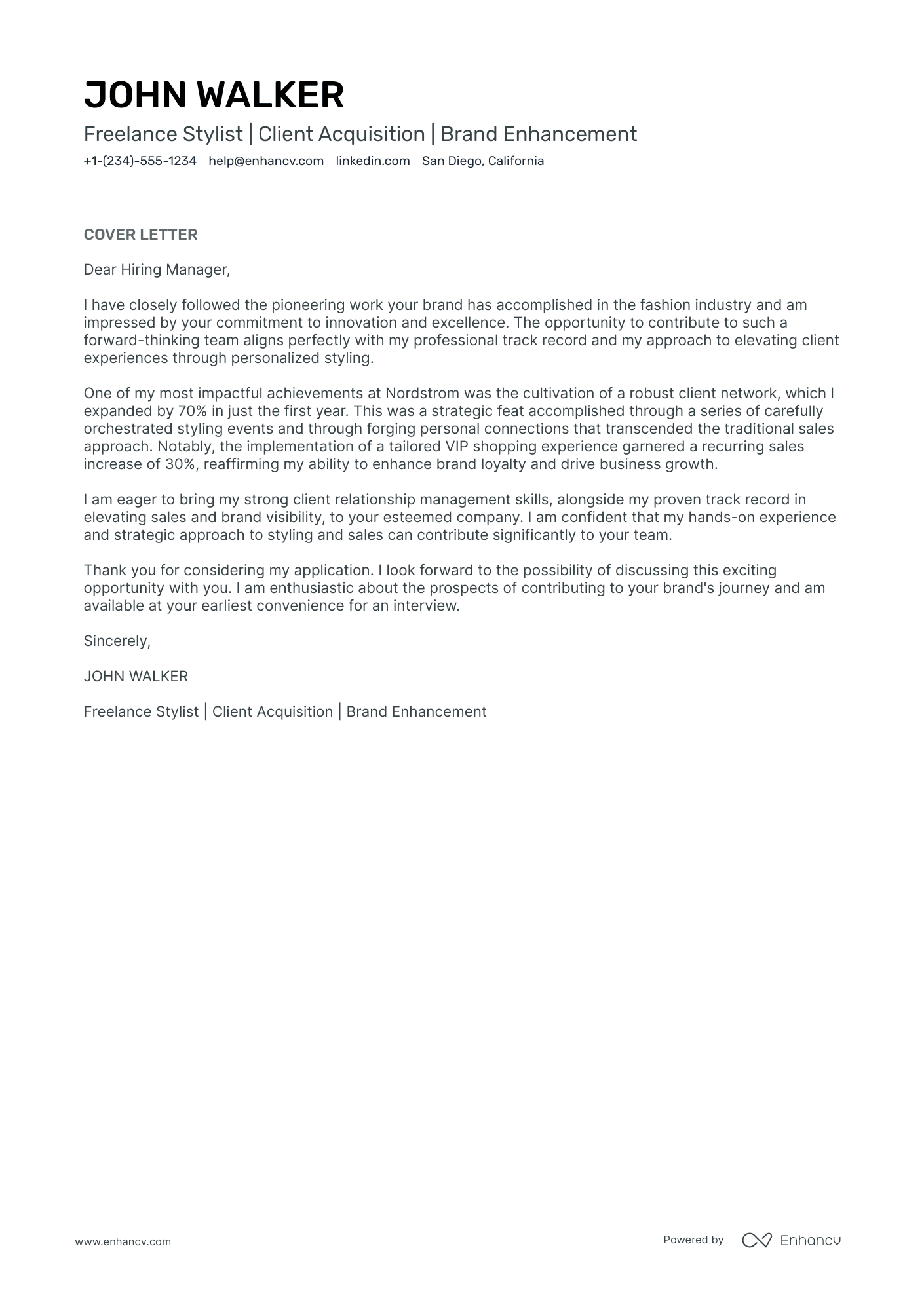 Freelance Stylist Resume Example
