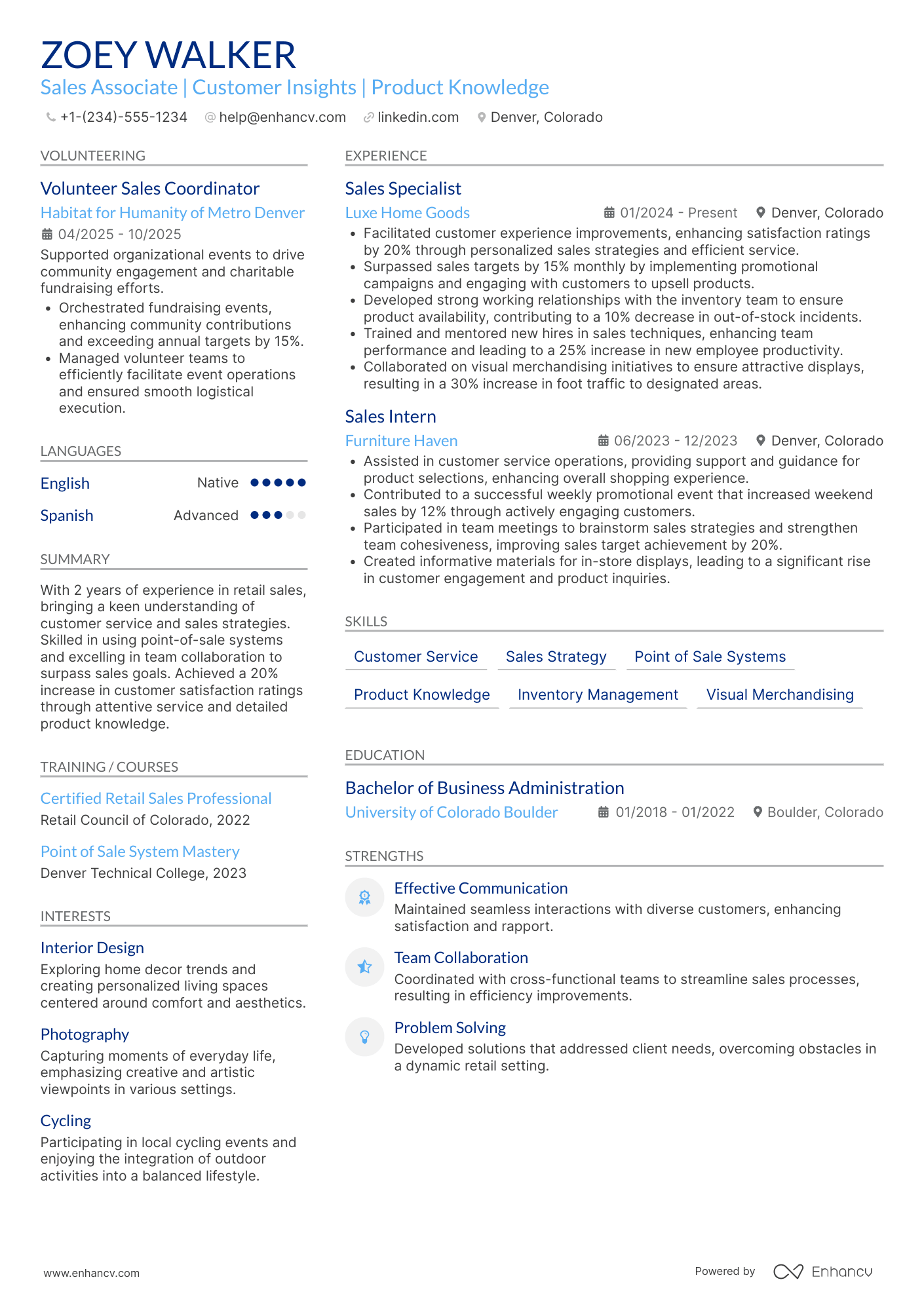 Sales Associate Resume Example