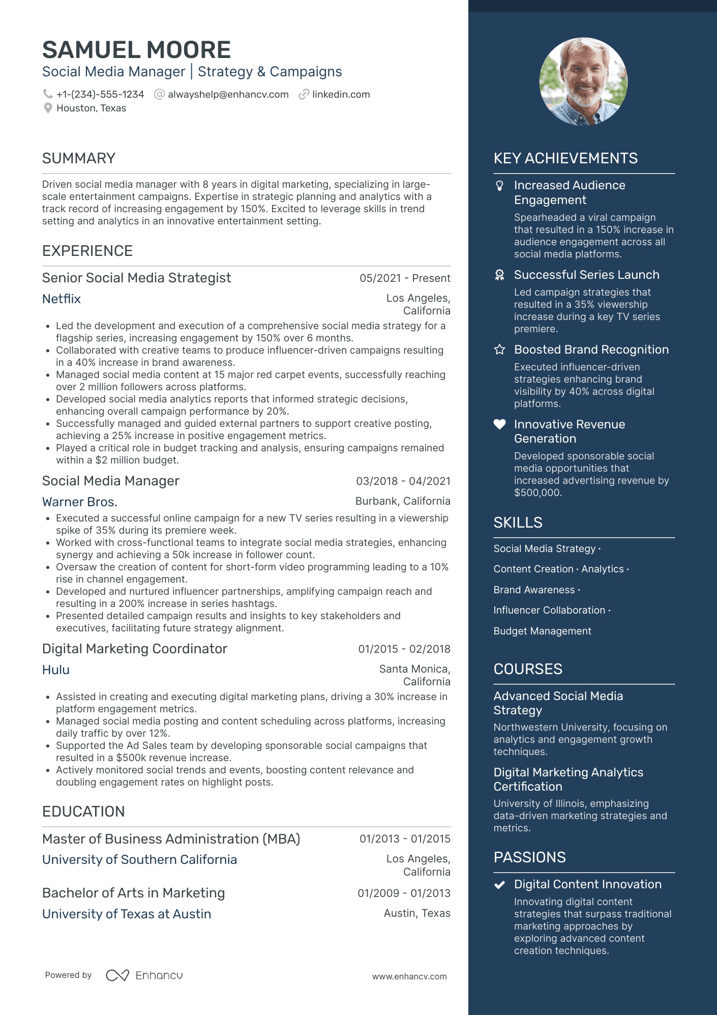 Stay at Home Mom Social Media Manager Resume Example