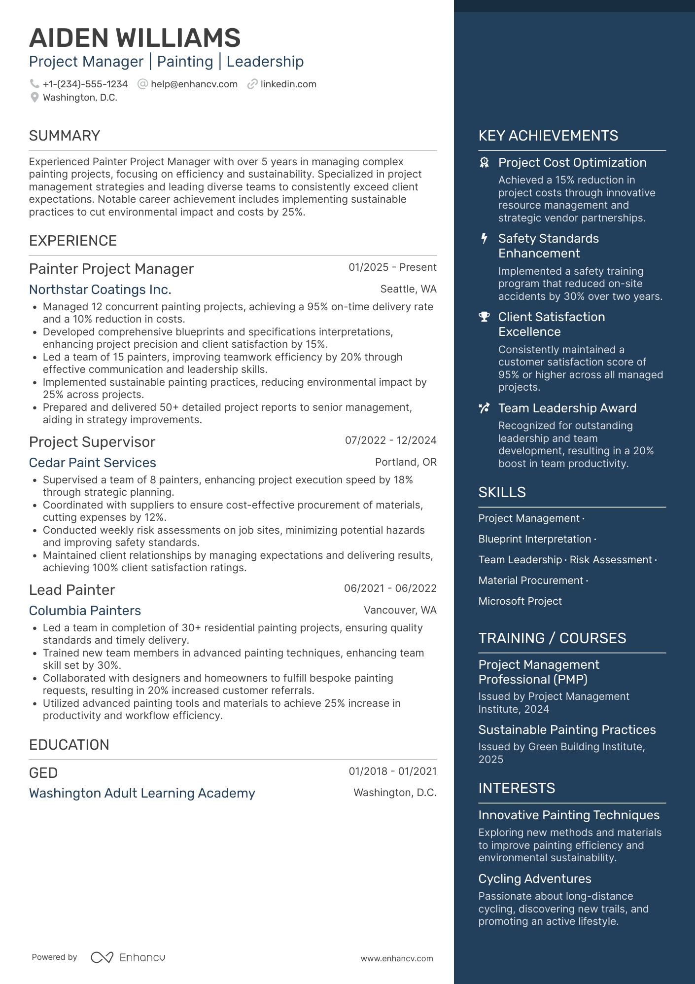 Painter Project Manager Resume Example