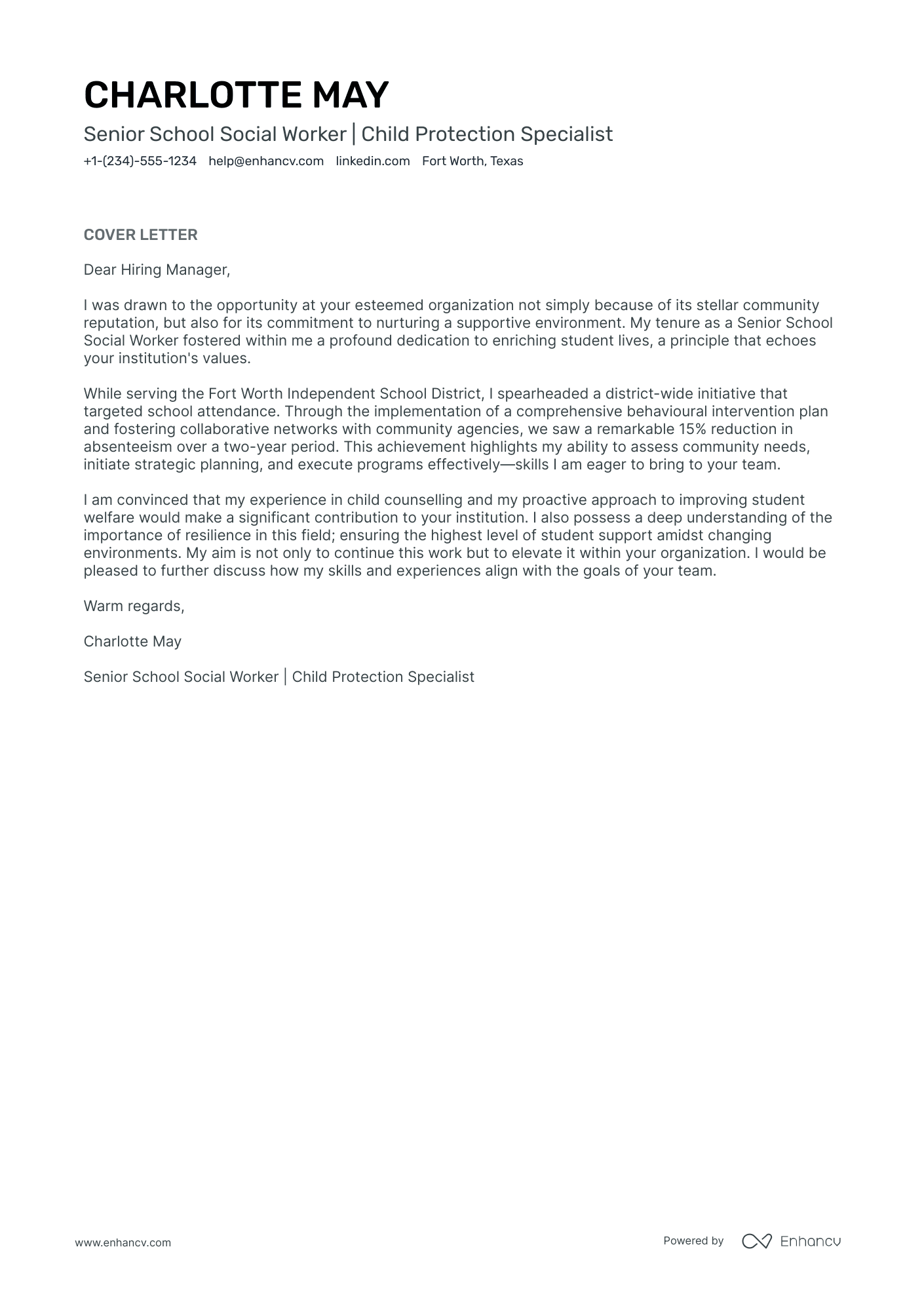 School Social Worker Resume Example