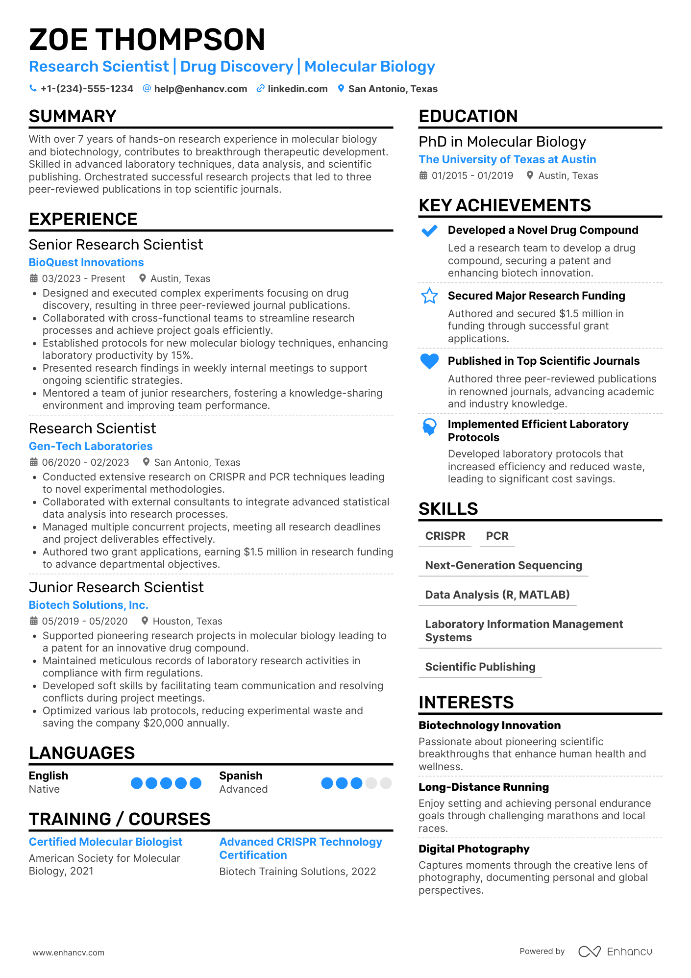Researcher Resume Example