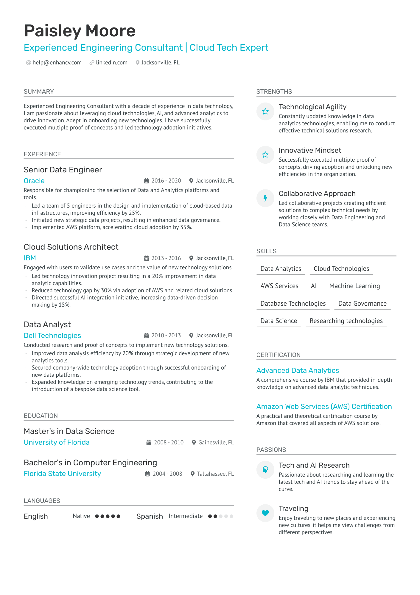 Data & Platform Engineer Resume Example