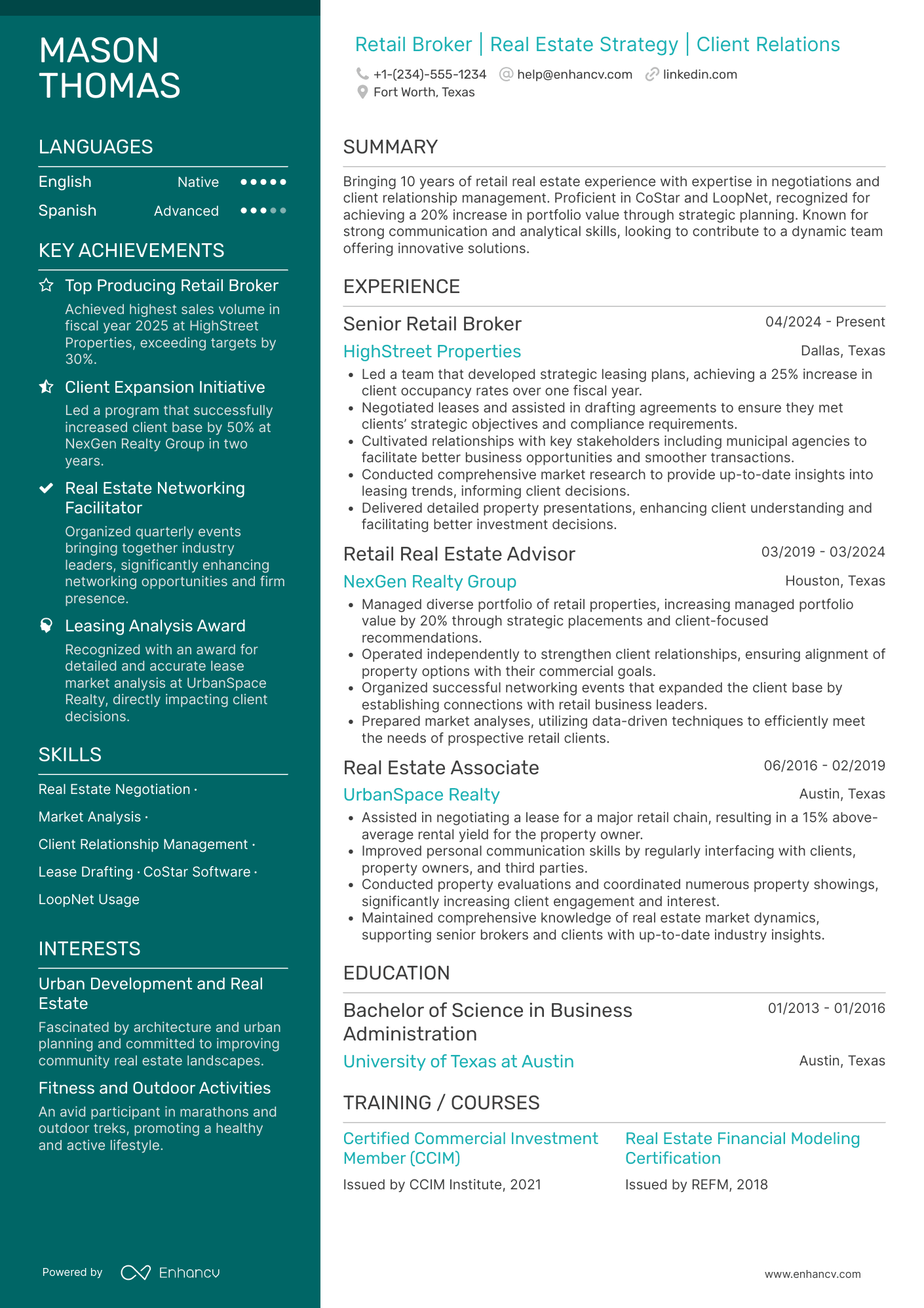 Retail Broker Resume Example