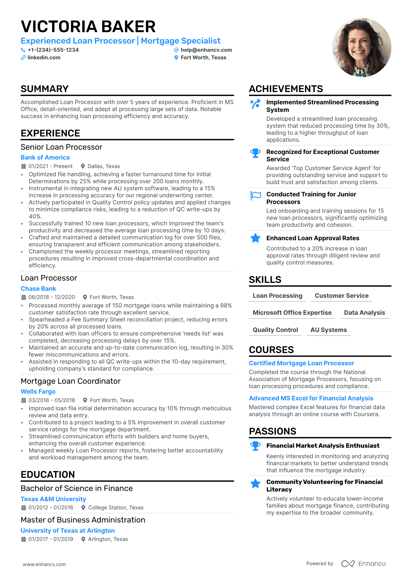 Loan Processor Resume Example