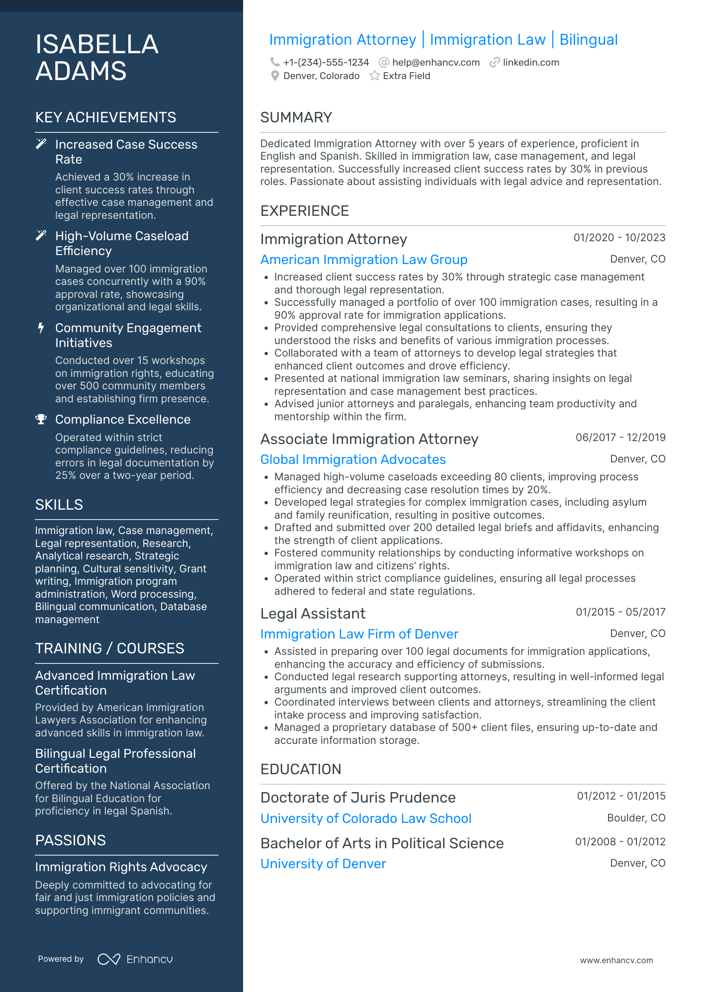 Immigration Attorney Resume Example