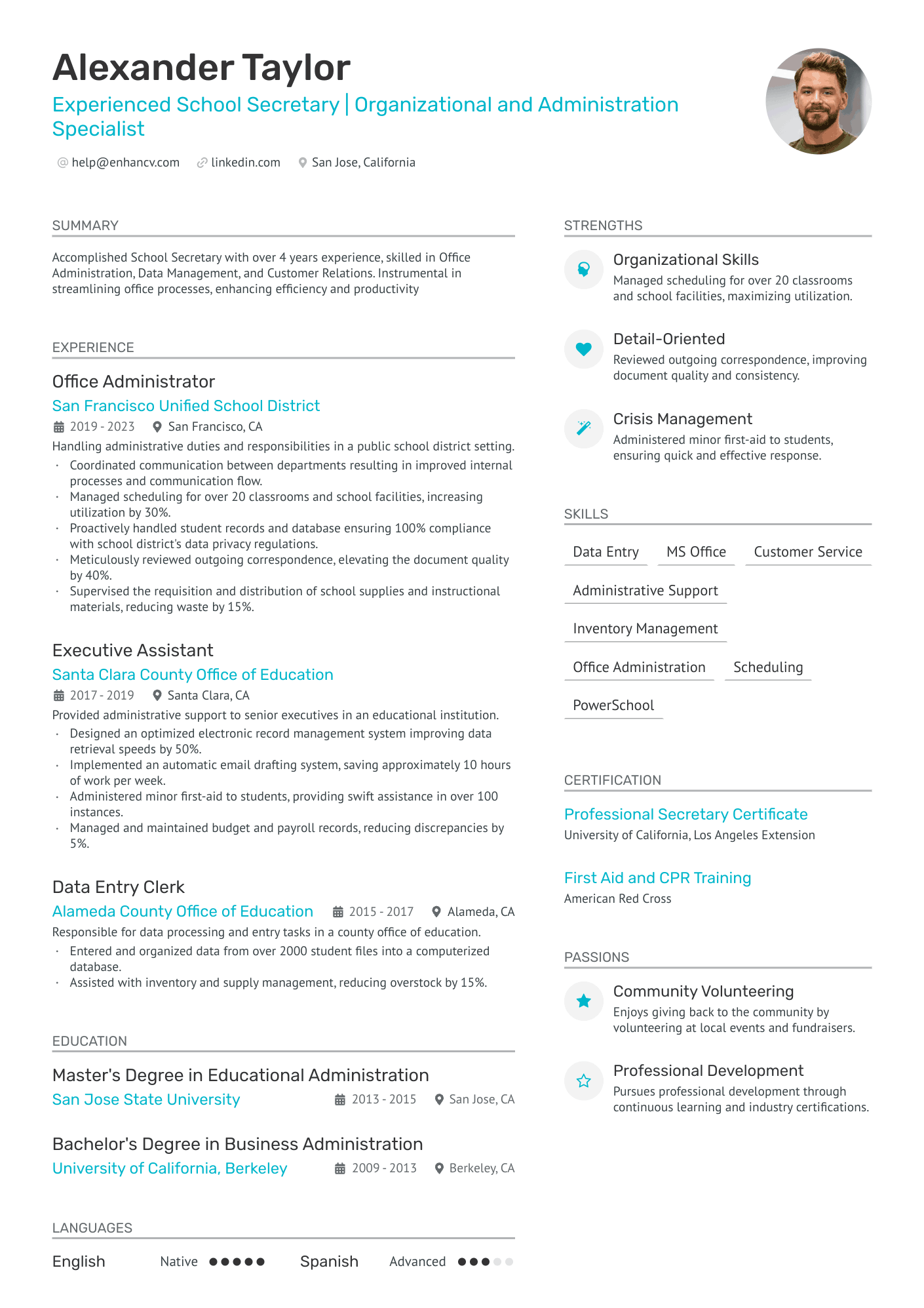 School Secretary Resume Example