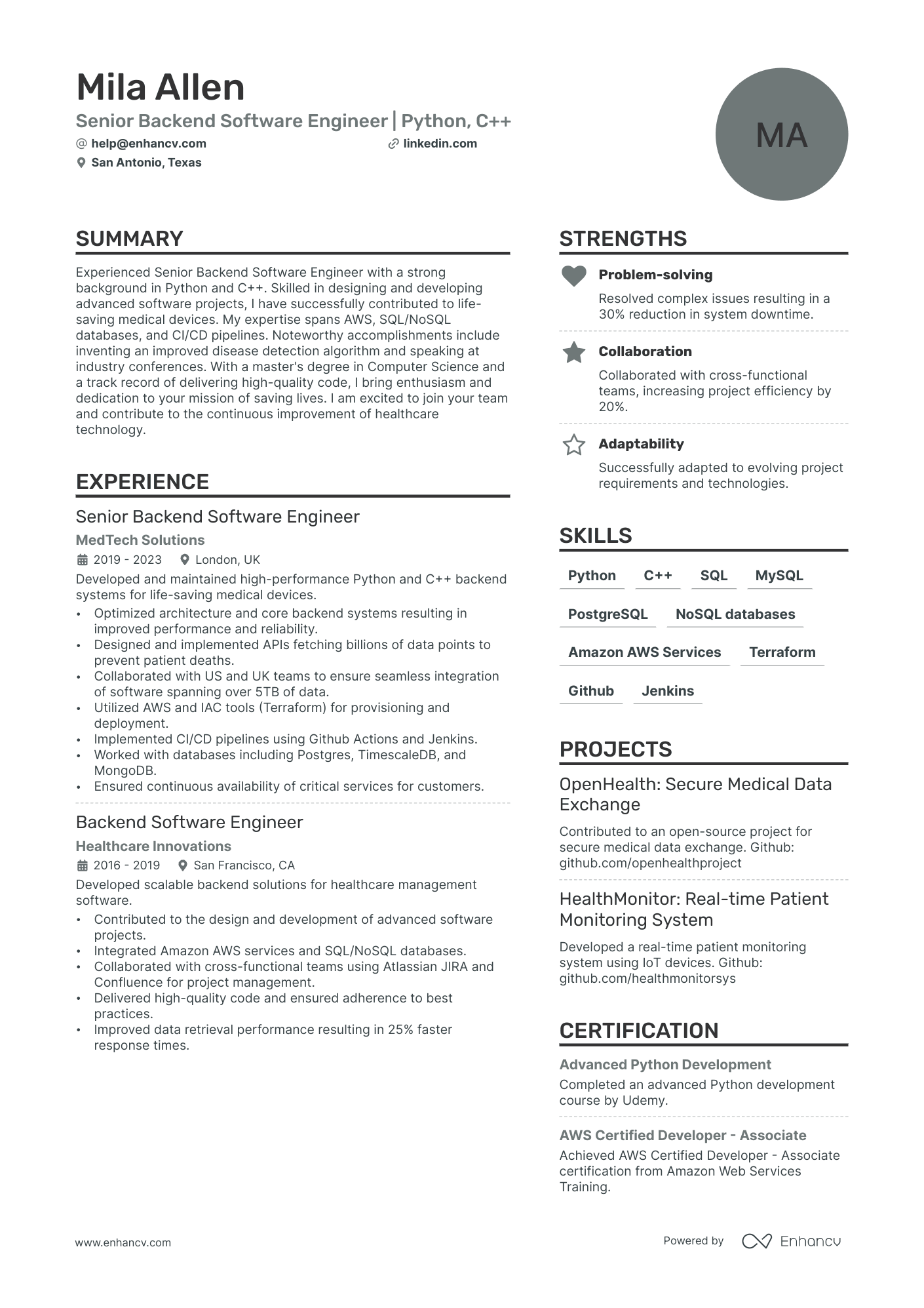 Senior Electrical Engineer Resume Example