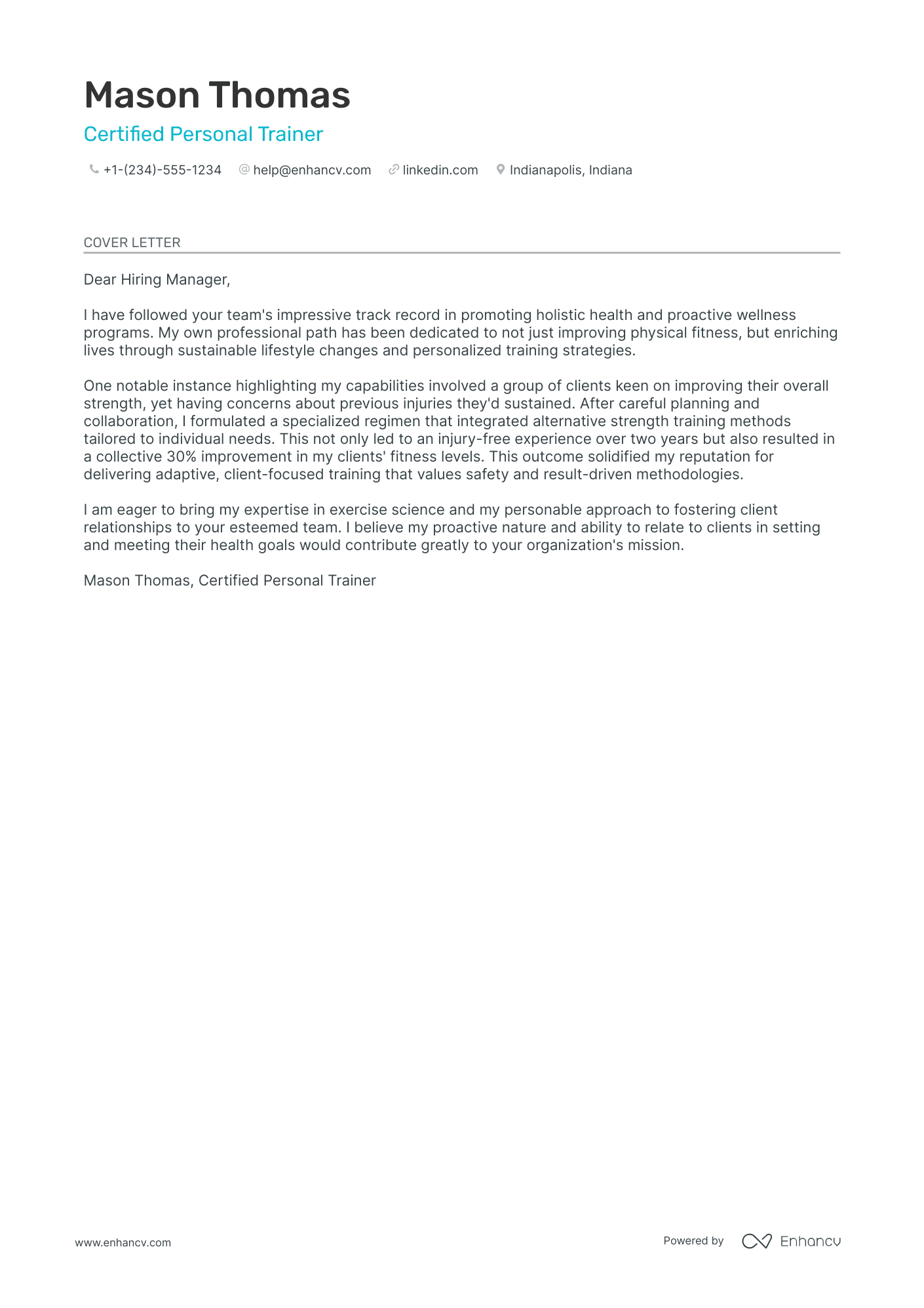 Self Employed Personal Trainer Resume Example