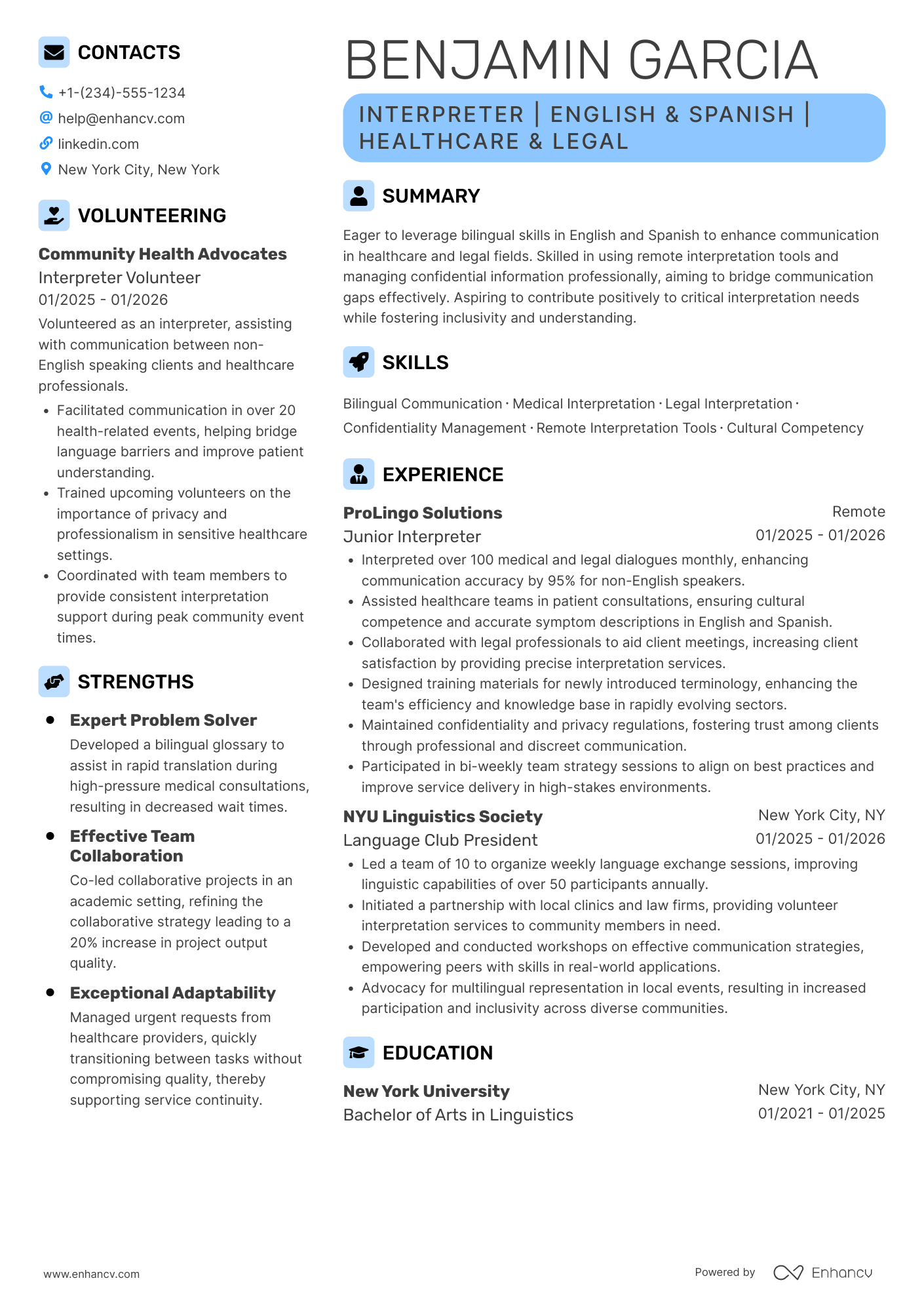 Entry Level Interpreter Resume Example