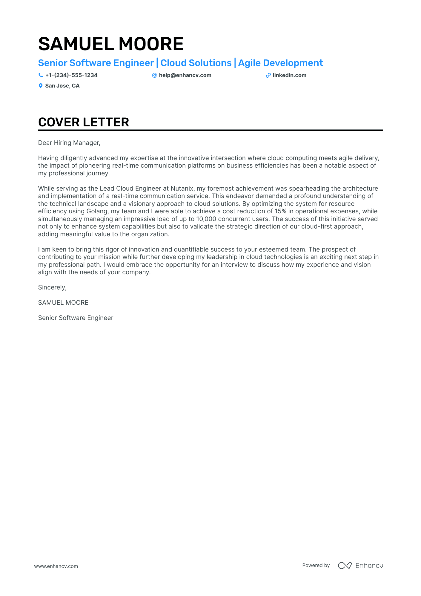 Golang Developer Resume Example