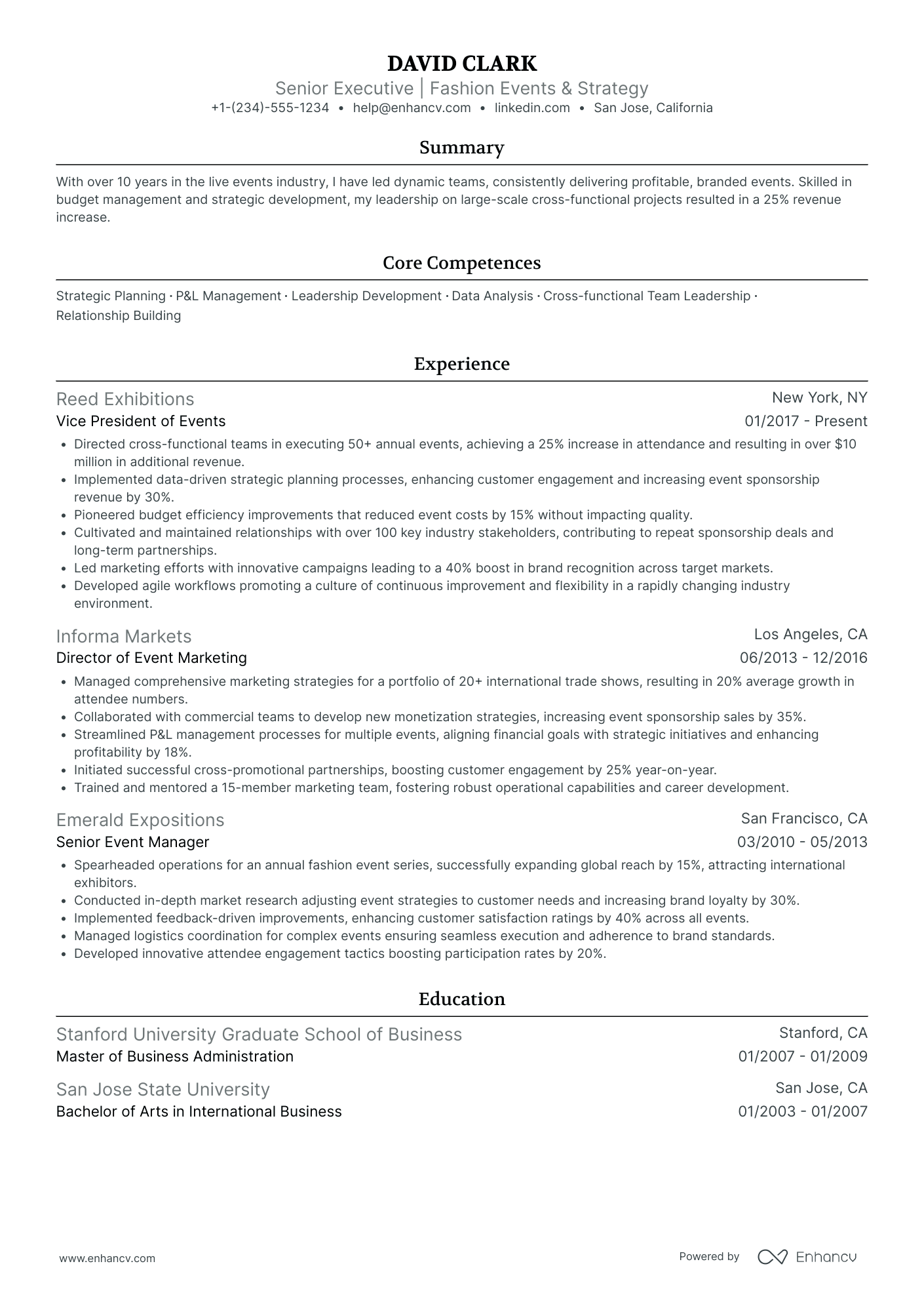Chief Technology Officer in Fashion Resume Example