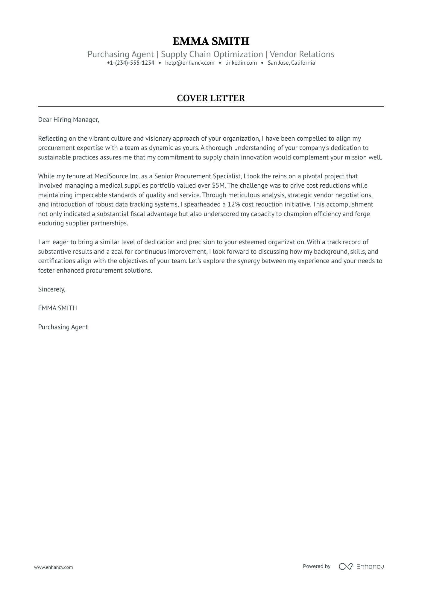 Purchasing Agent Resume Example