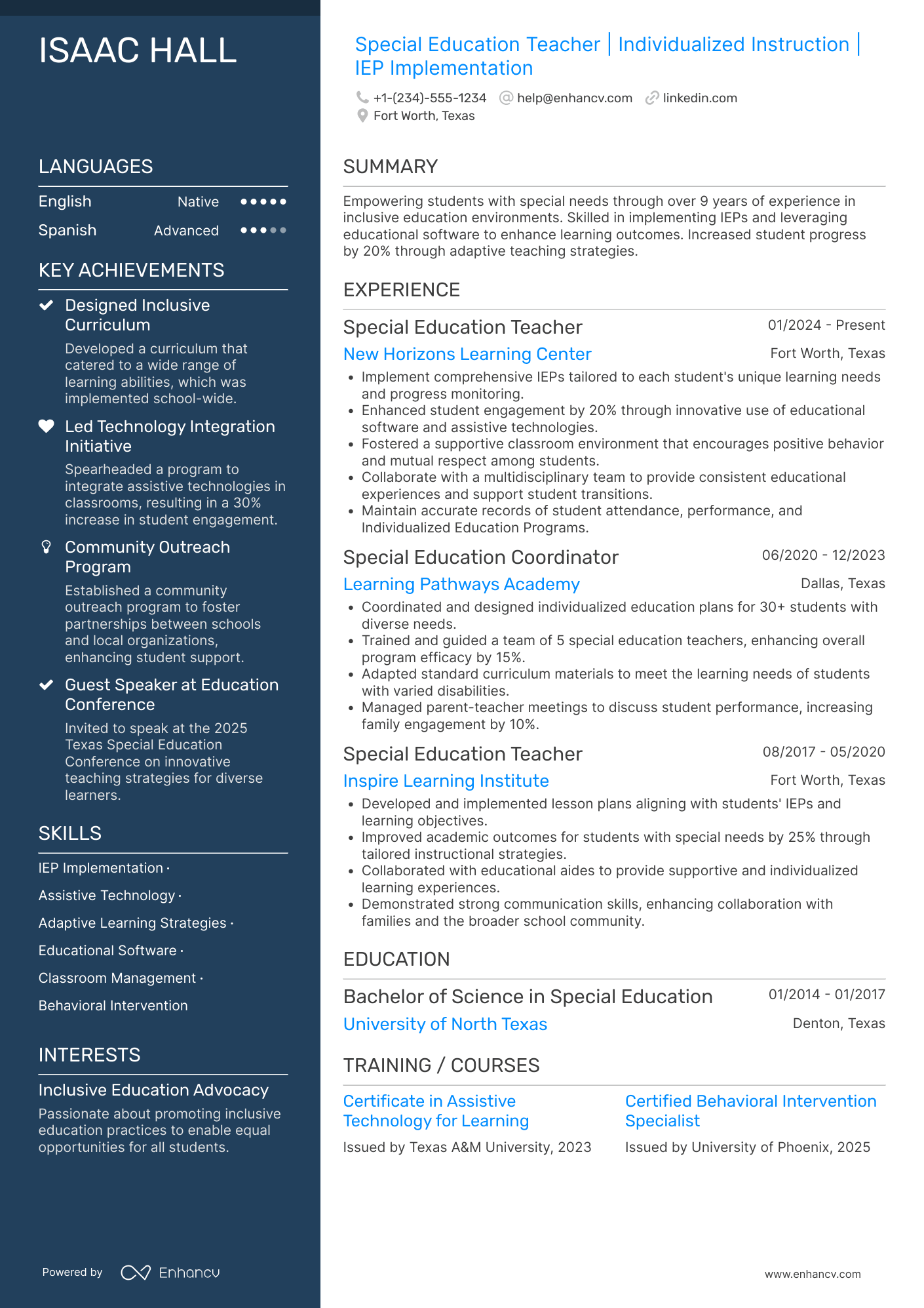 Special Education Substitute Teacher Resume Example